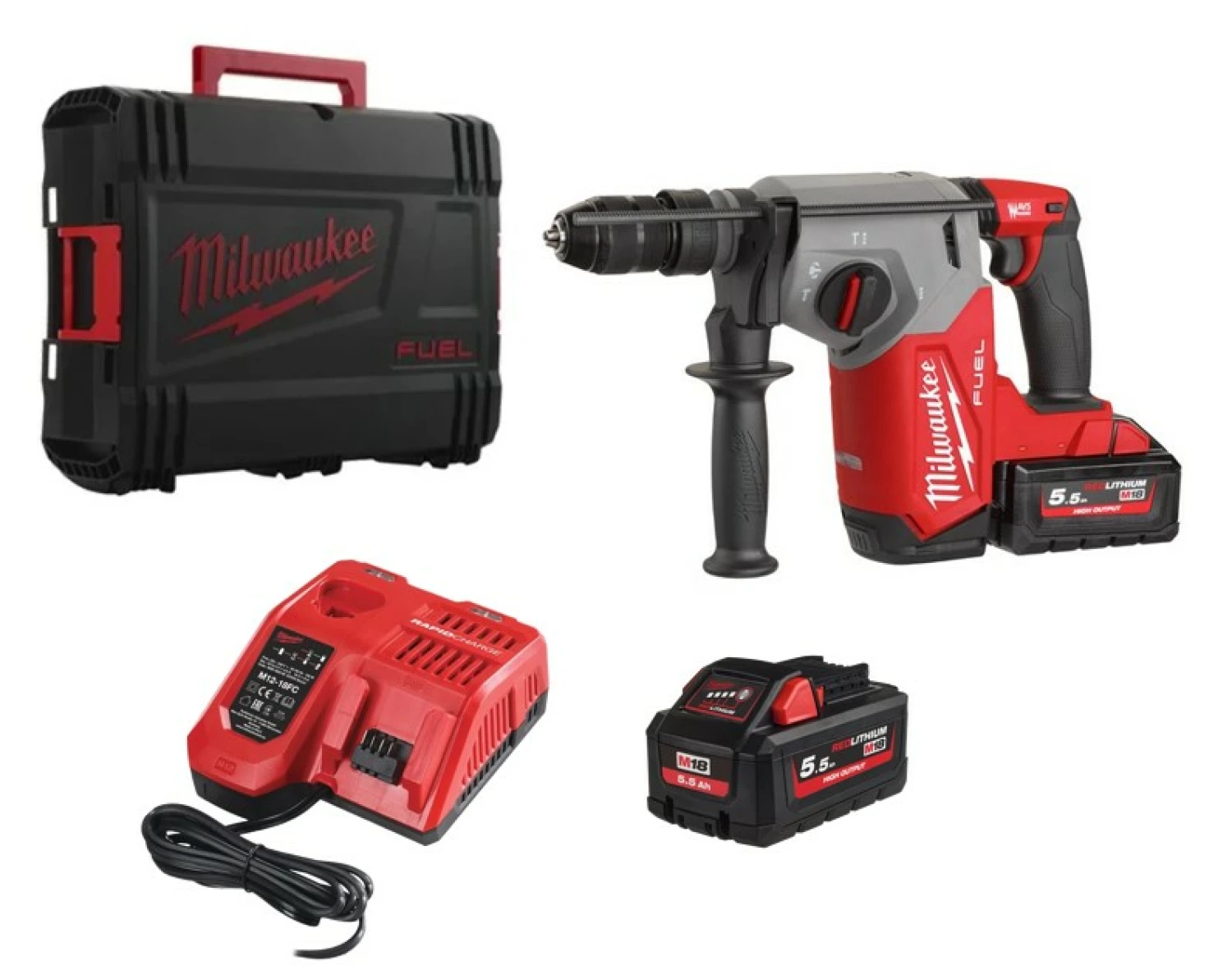 Milwaukee M18 FHX-552X 18V Li-ion Accu SDS-plus boorhamer set (2x5.5Ah) in HD Box-image