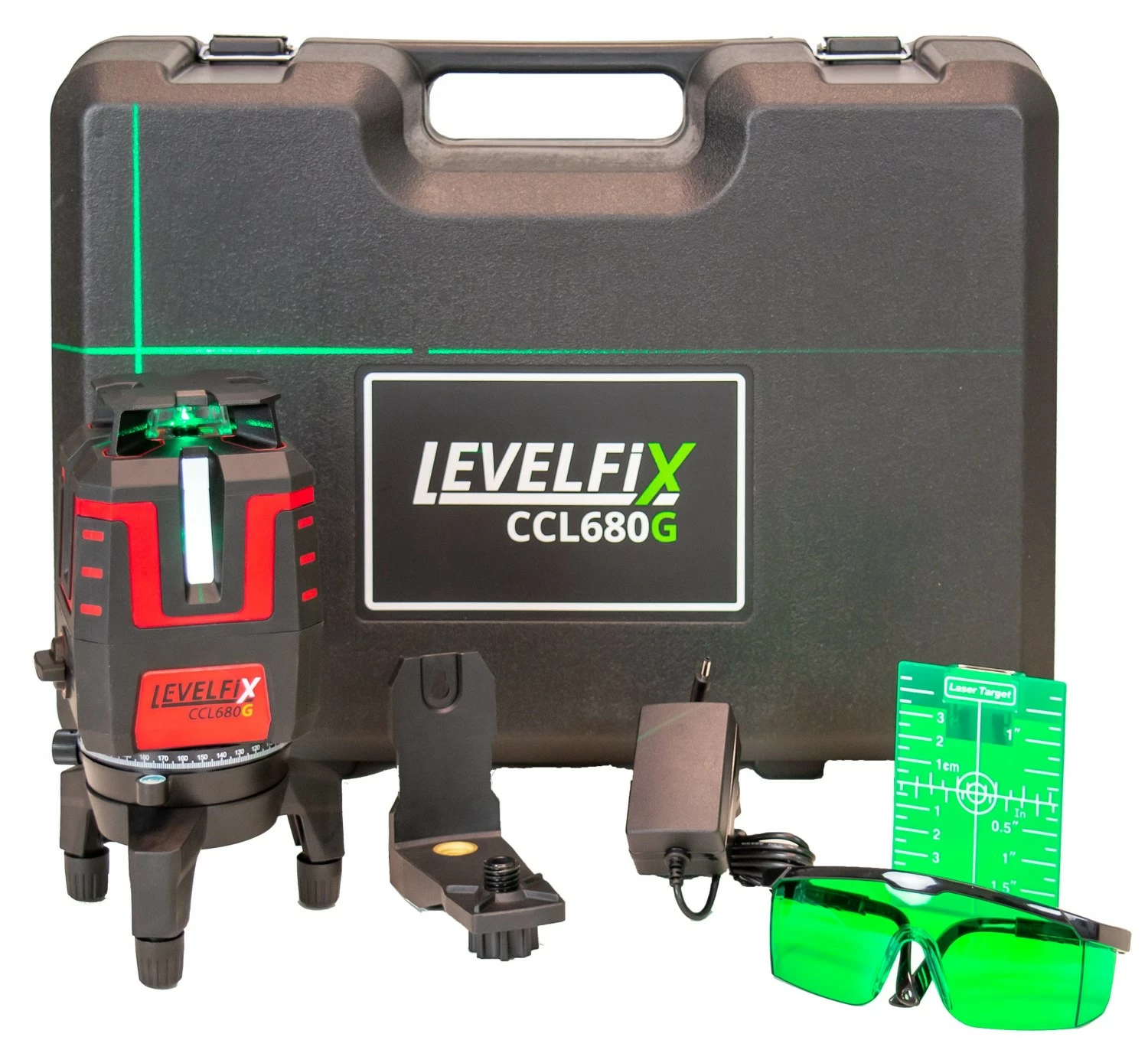 Levelfix CCL680G Kruislijnlaser 360° Set incl. statief in koffer - groen - 40m - 360° horizontaal + 4 verticaal lijnen - IP53-image