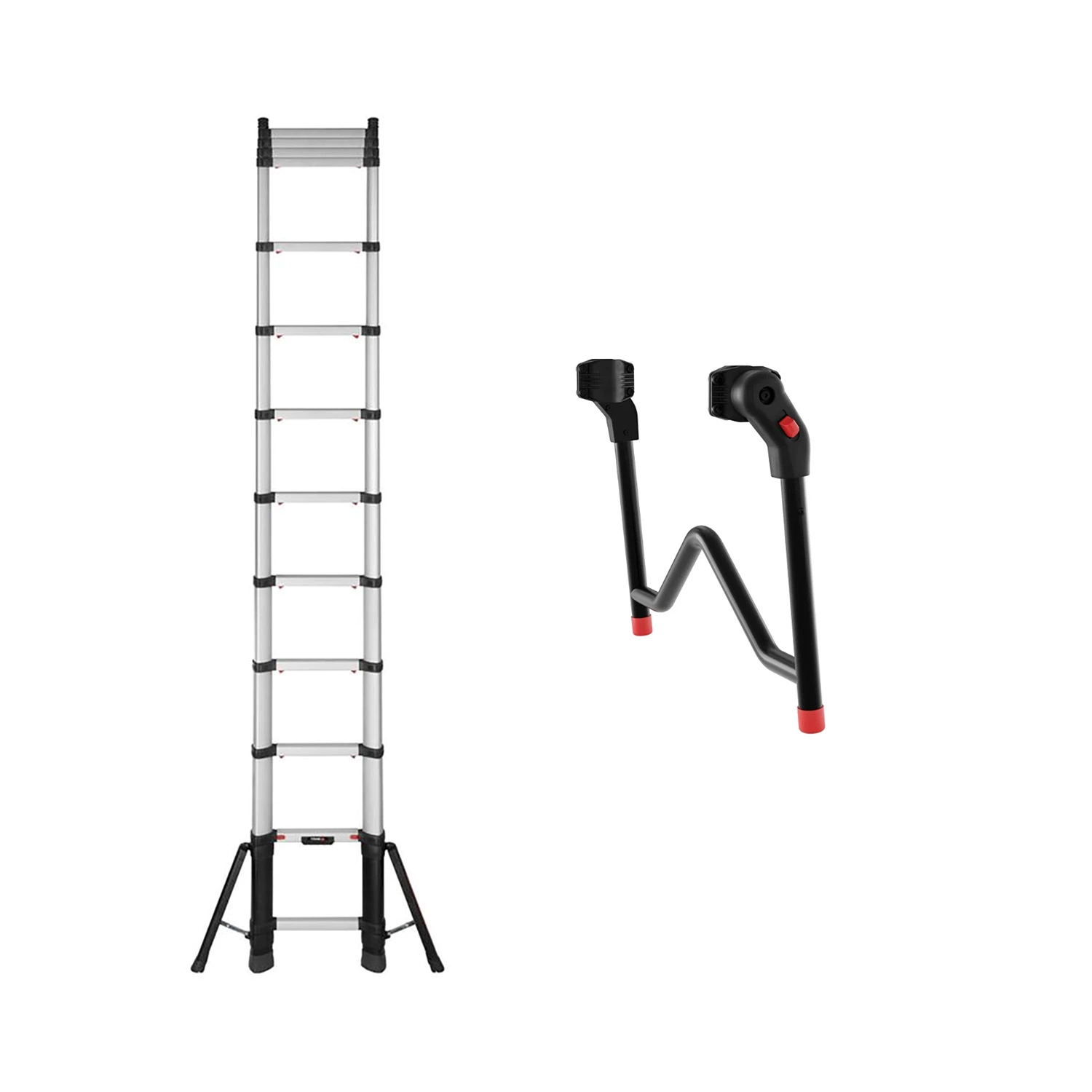 Telesteps 72241-781 Échelle télescopique Prime Line - 4,1 m - avec stabilisateur + 9215-101 Support mural-image