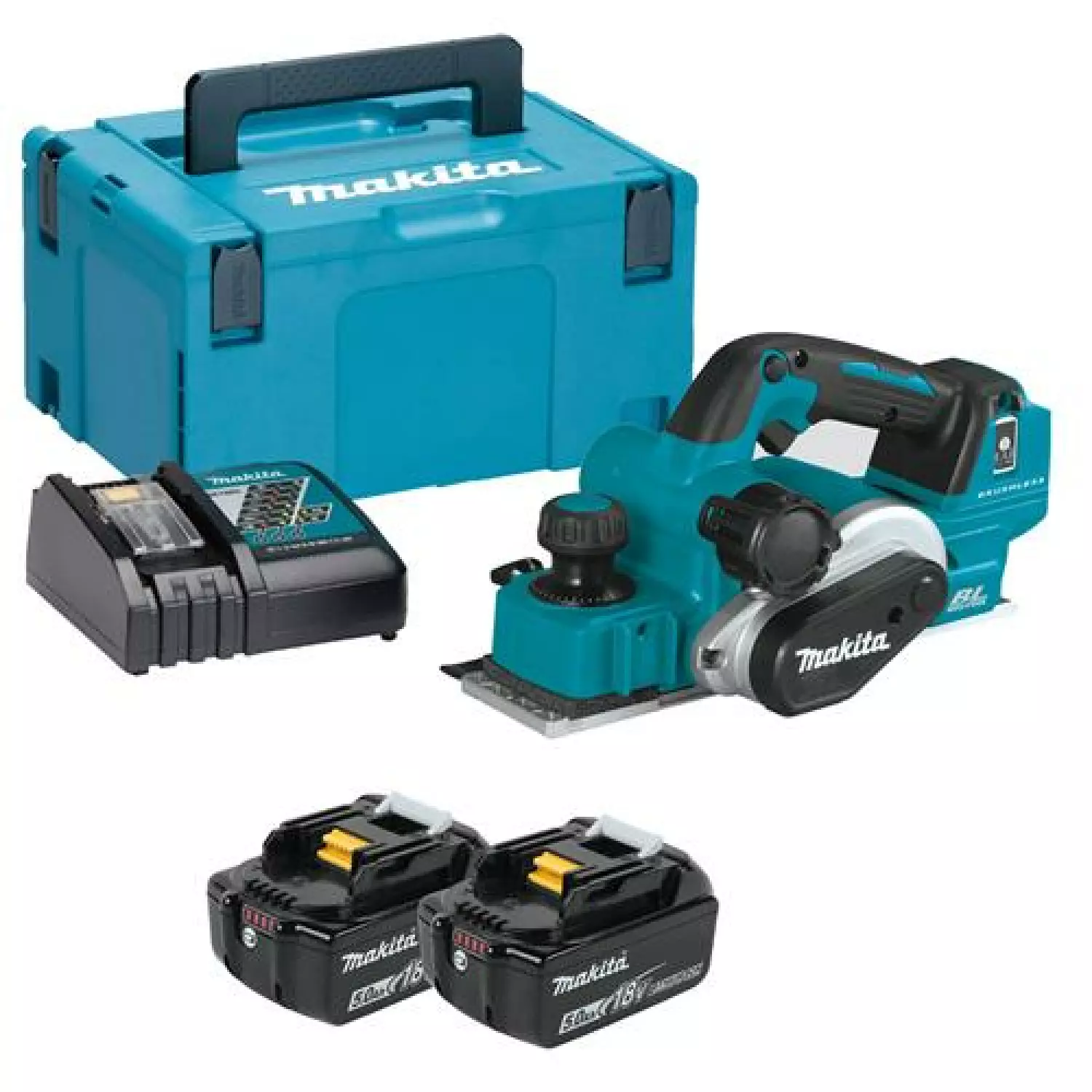 Makita DKP181RTJ 18V Li-Ion accu schaafmachine set (2x 5.0Ah accu) in Mbox - 82mm - 3mm - koolborstelloos-image