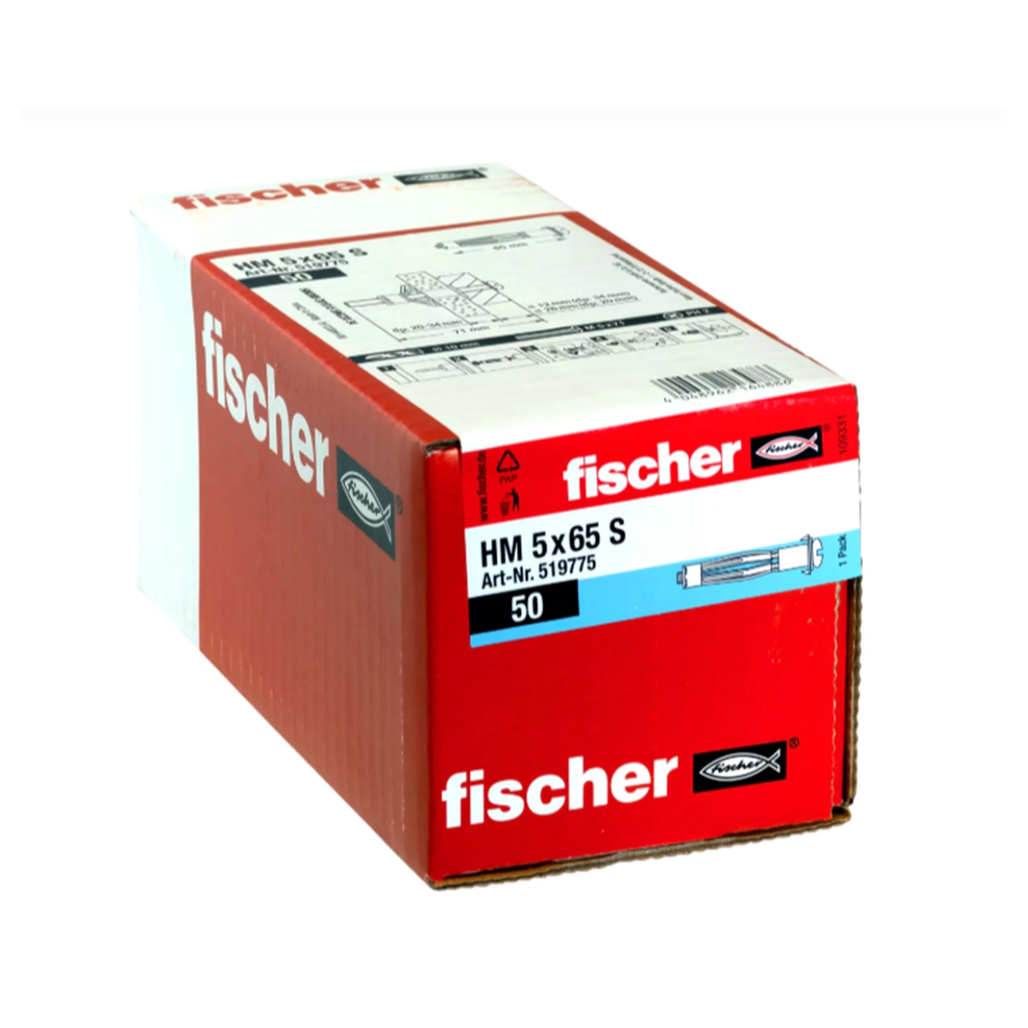 Fischer 519775 - Chevilles métalliques à expansion HM 5 x 65 S avec vis (50pcs) HM 5 x 65 S-image