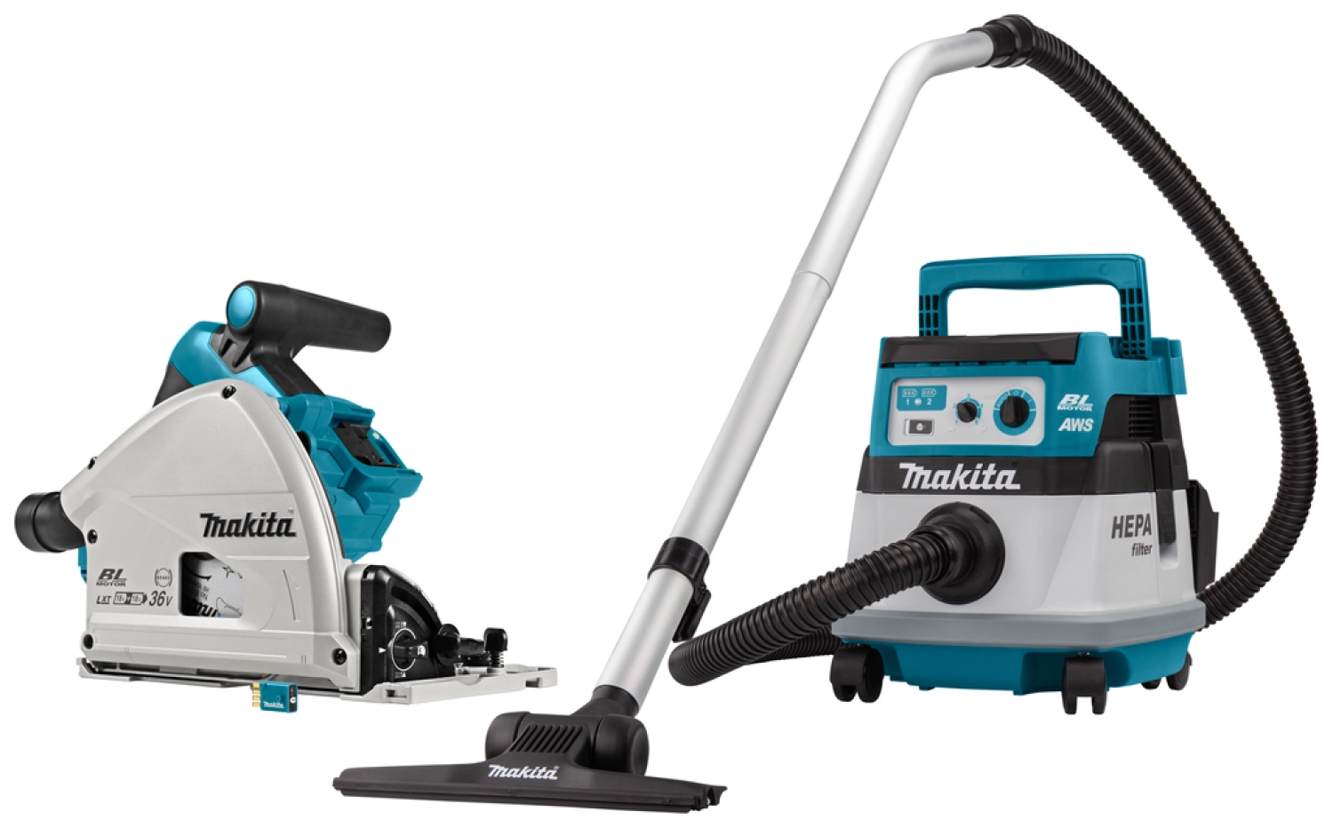 Makita DLX2384UX1 2x18V Li-Ion combi set pour sciage (plongeant) et aspiration incl. Mbox - sans balais-image