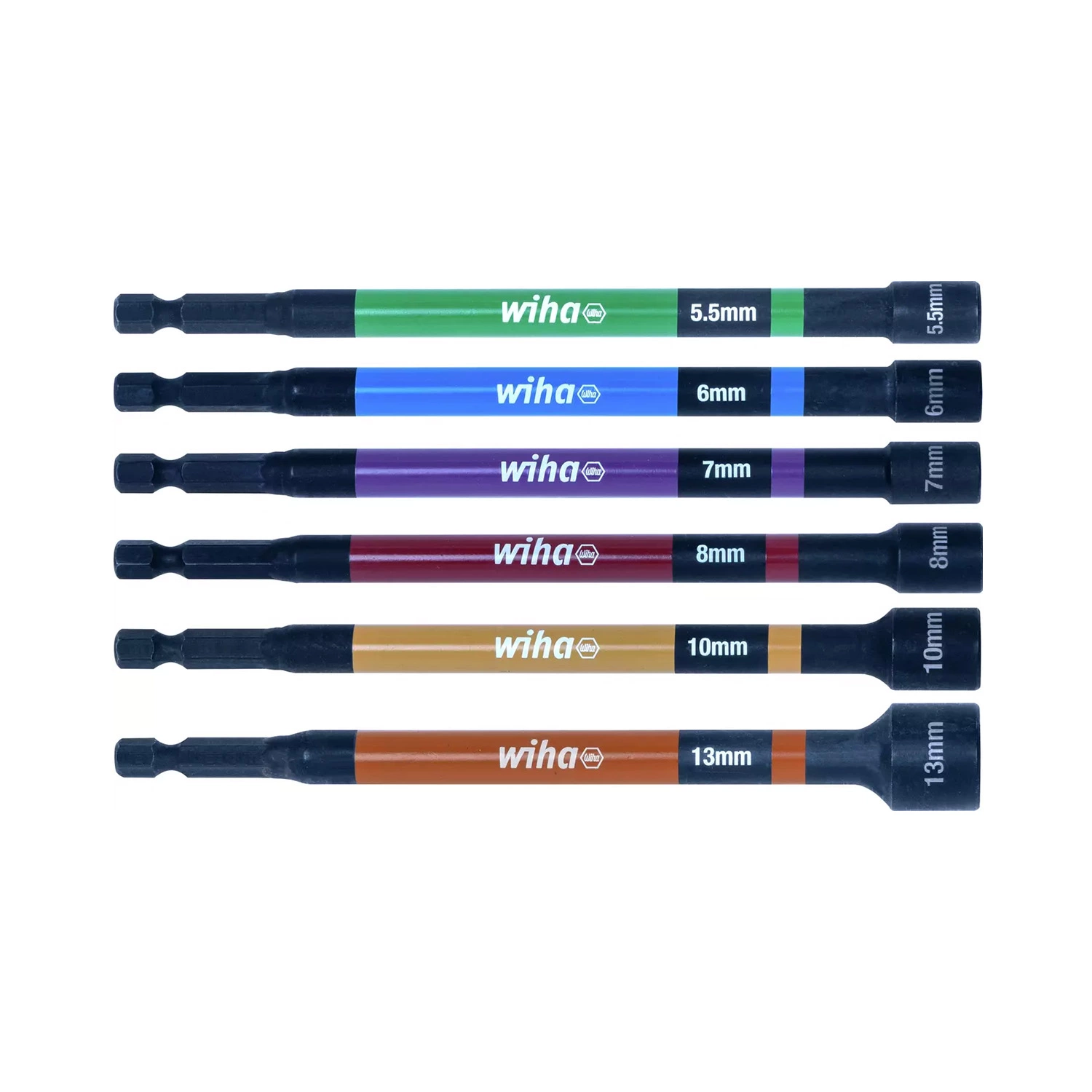 Wiha 47035 Jeu de 6 embouts à douille - 150 mm - 1/4'' - 5,5-13 mm-image