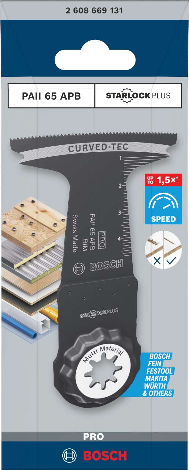 Bosch PAII 65 APB PRO lame de scie plongeante pour outil multifonction pour le bois, les métaux non ferreux et le plastique (1 pièce)-image