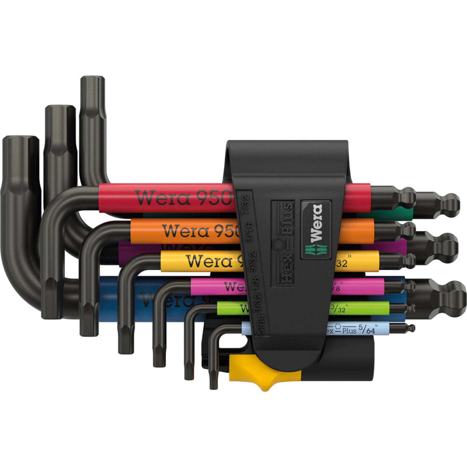 Wera 05022641001 Jeu de clés Allen Blacklaser impériales multicolores 9 pièces 950/9 Hex-Plus - 5/64-3/8"-image