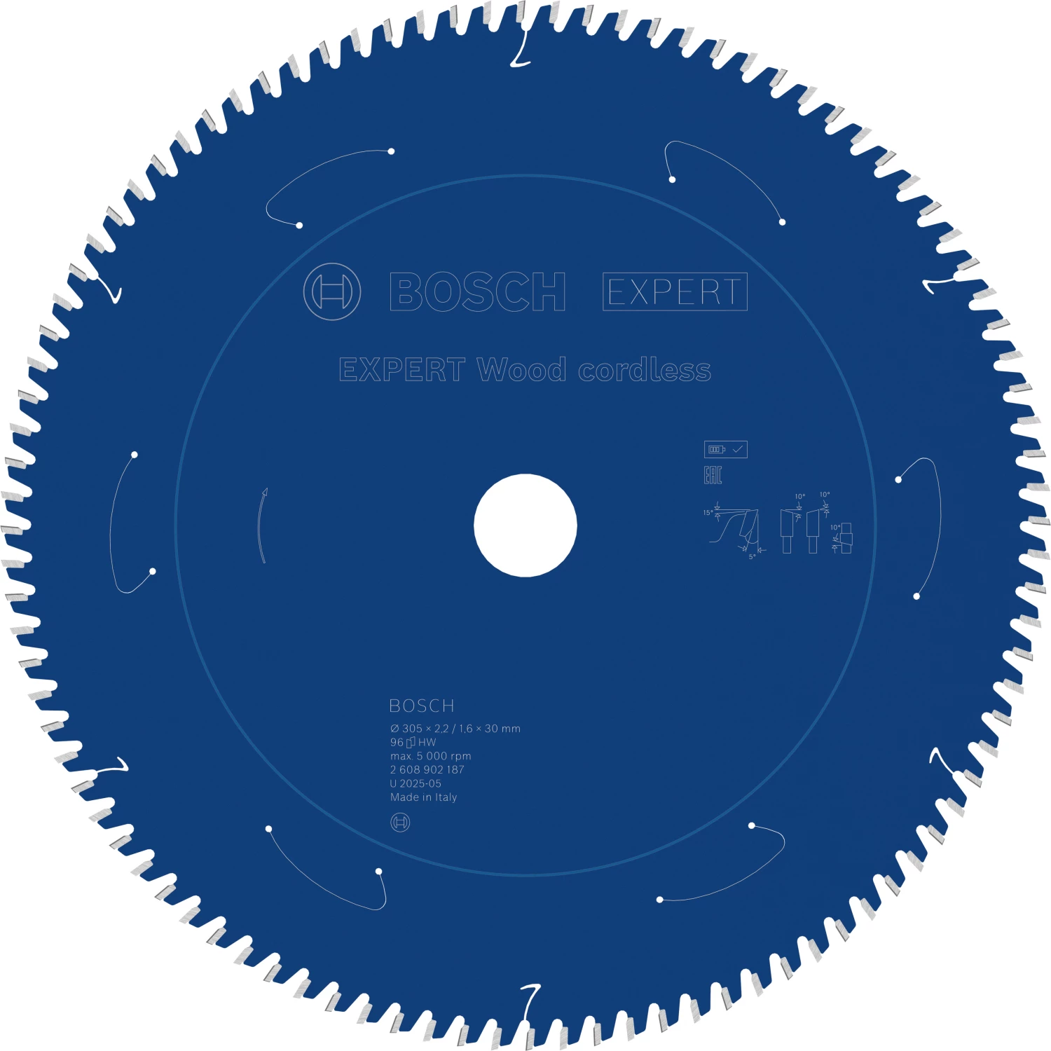 Bosch 2608902187 EXPERT accu afkortzaagblad voor Hout - 305 x 30 x 96T-image