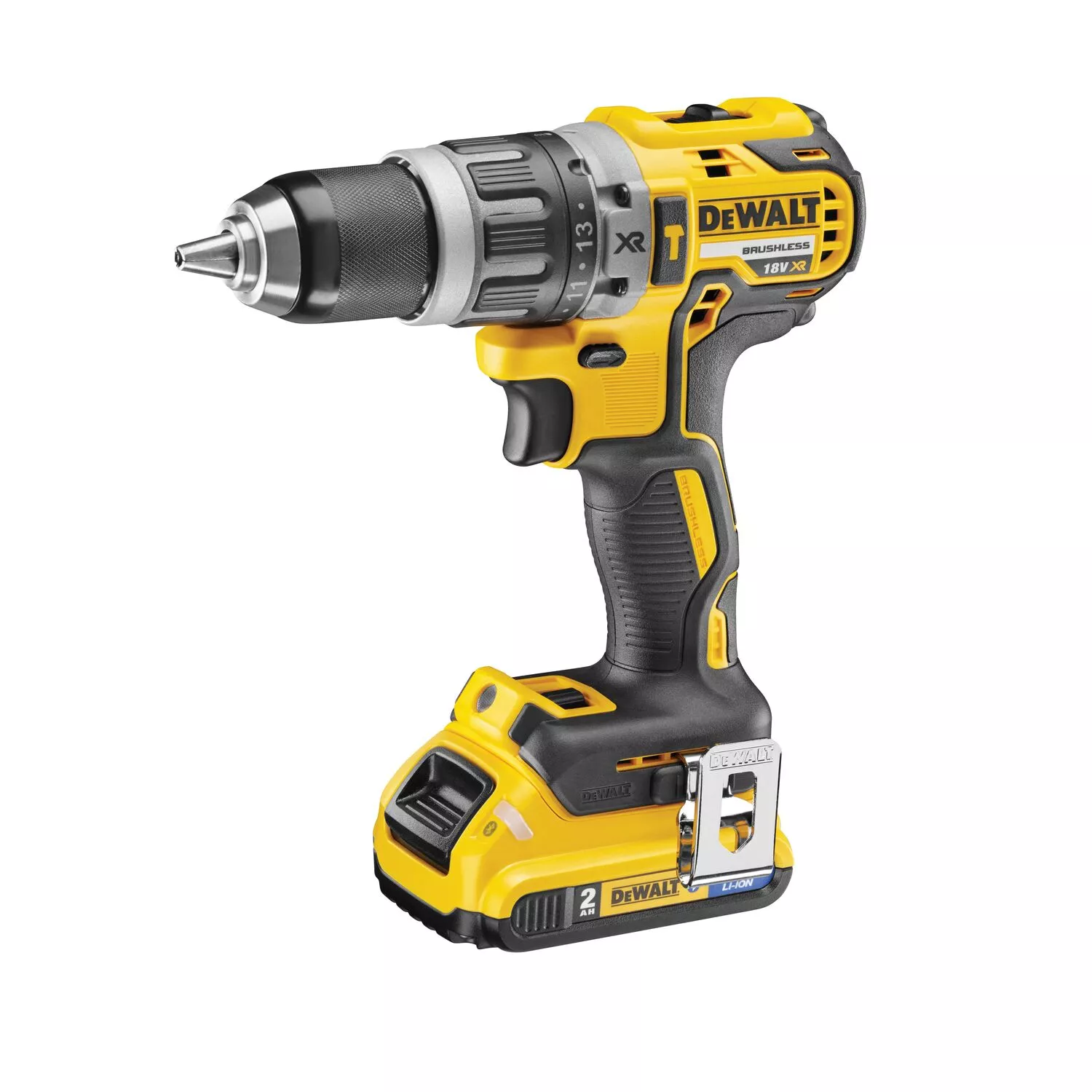 DeWALT DCD796D2 - Set de Perceuse visseuse à percussion à batteries 18V Li-Ion (2x batterie 2,0Ah) dans coffret - Moteur sans charbon-image