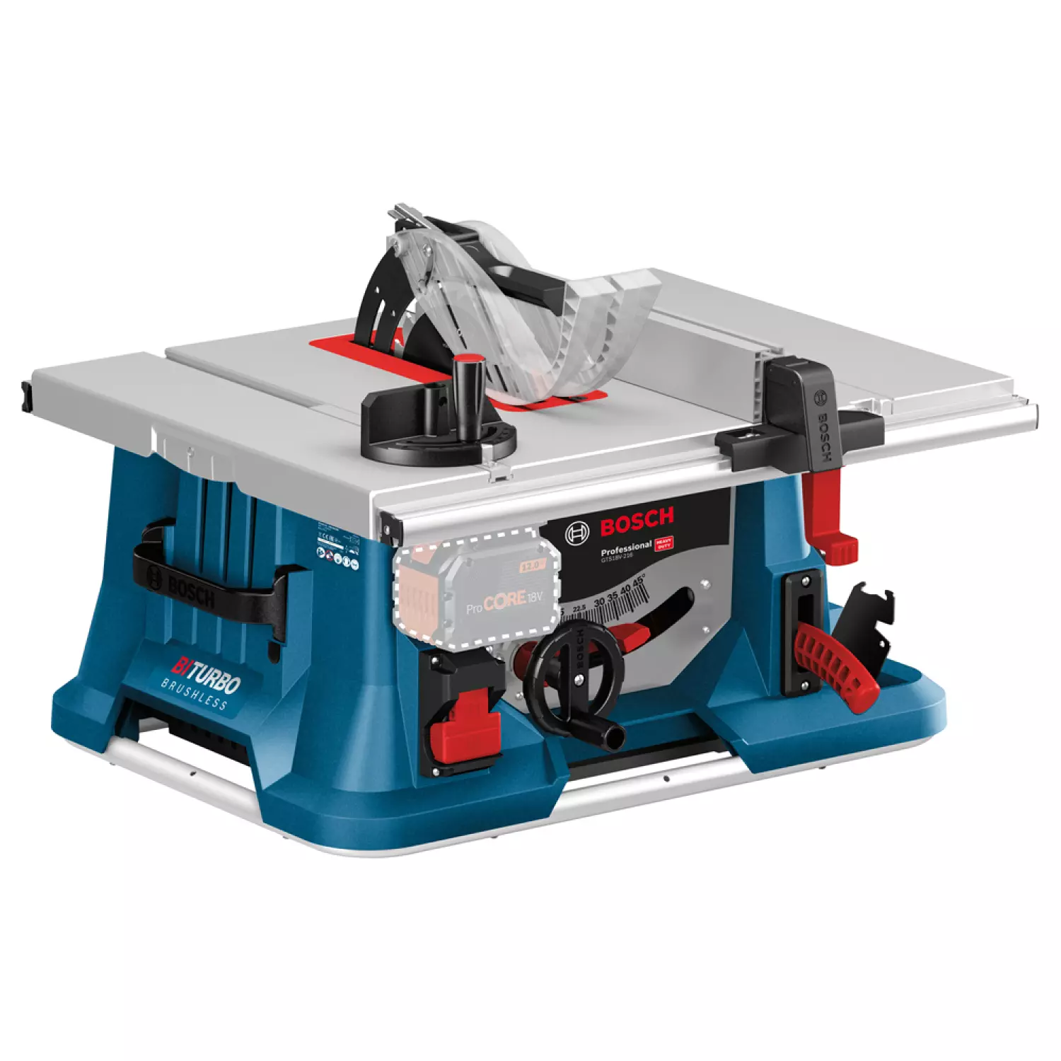 BOSCH GTS 18V -216 18V LI -ION BATTERIE BITURBO TABLE CIRCULAIRE - 216 mm - carbone sans balais-image