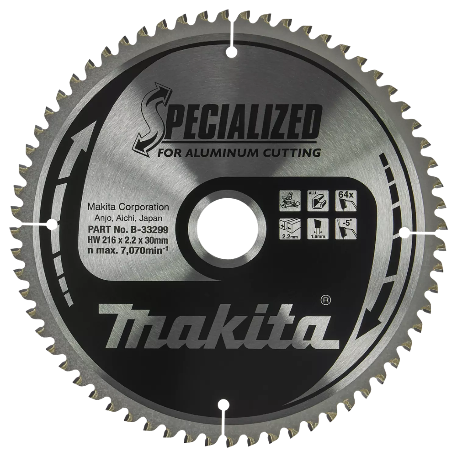 Makita B-33299 Lame de scie circulaire - Aluminium Specialised - 216x30x2,2mm - 64T-image