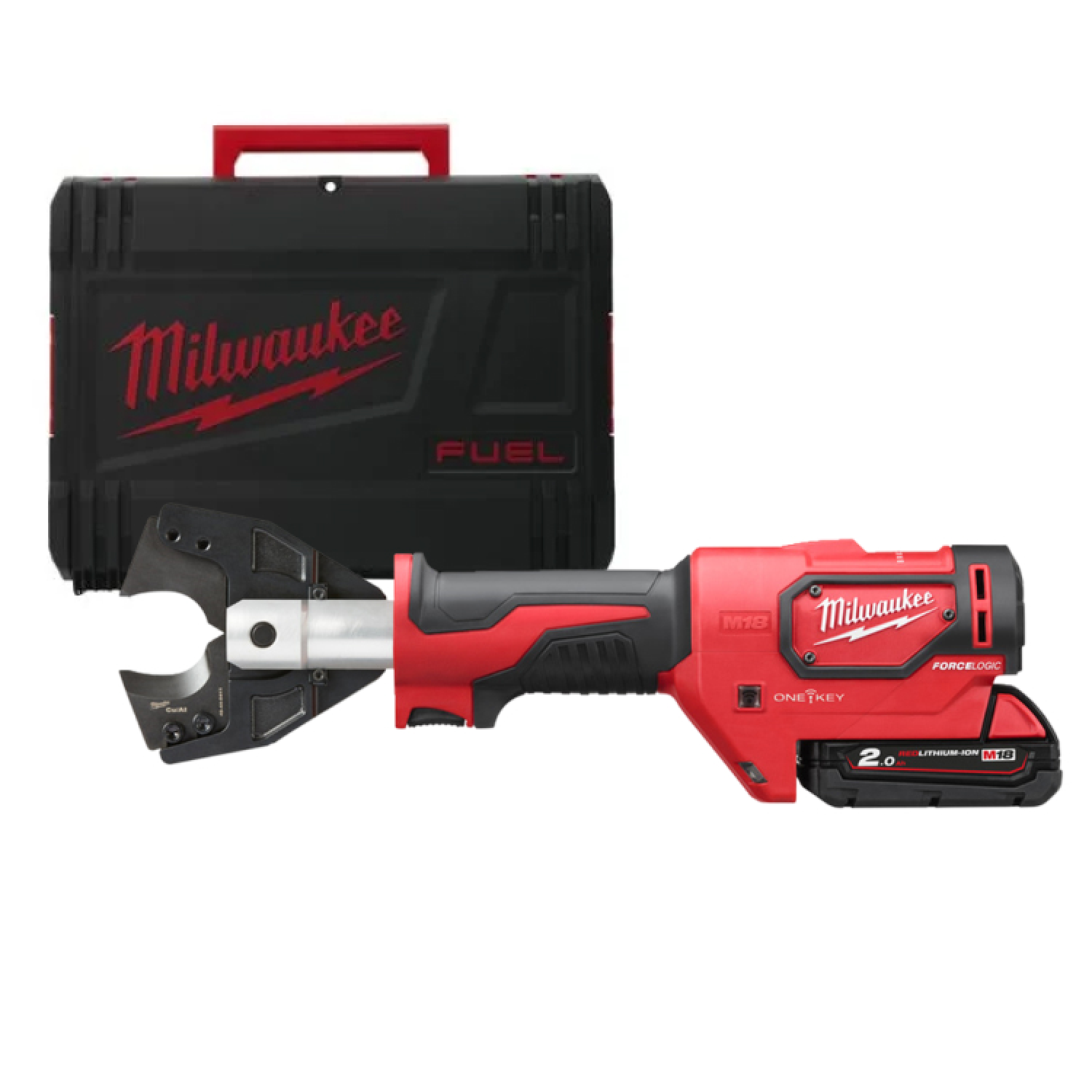 Milwaukee M18 ONEHCC-201C CU/AL-SET 18V Li-Ion accu kabelkniptang set (1x 2.0Ah accu) in koffer - One-Key - Koolborstelloos-image