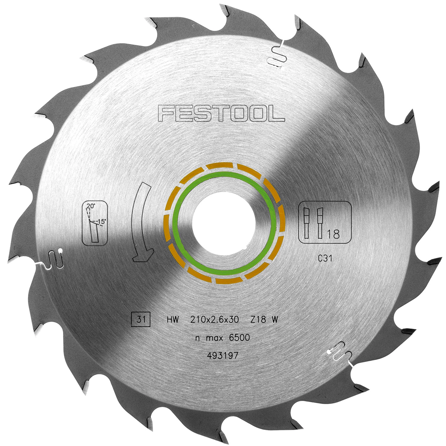 Festool 493197 / 210x2,6x30 W18 Lame de scie circulaire - 210 x 30 x 18T - Bois-image