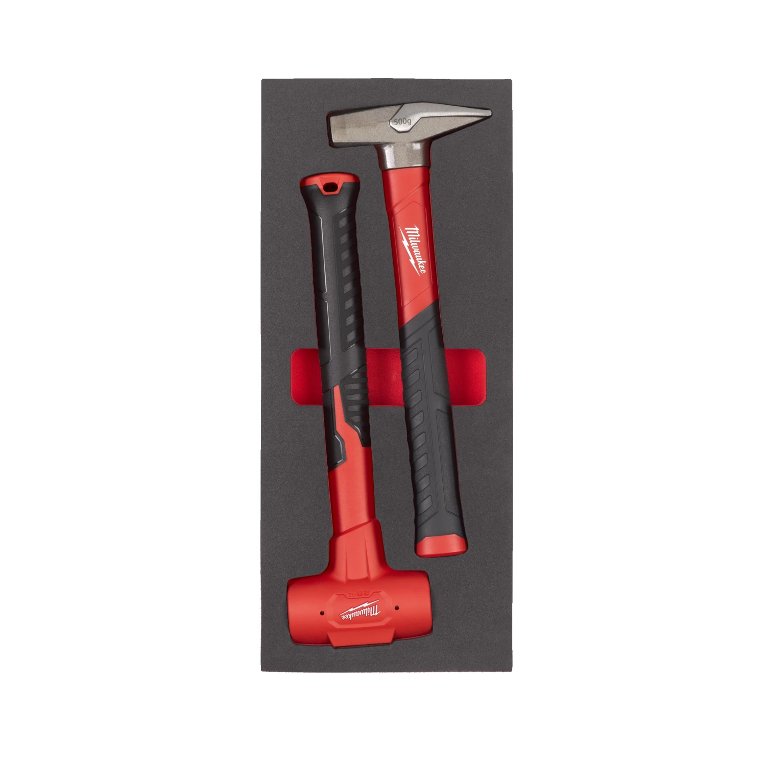 Milwaukee 4932493253 Marteau d'établi 500 grammes + marteau à percussion 450 grammes - 2-piece hammer set - inlay en mousse-image