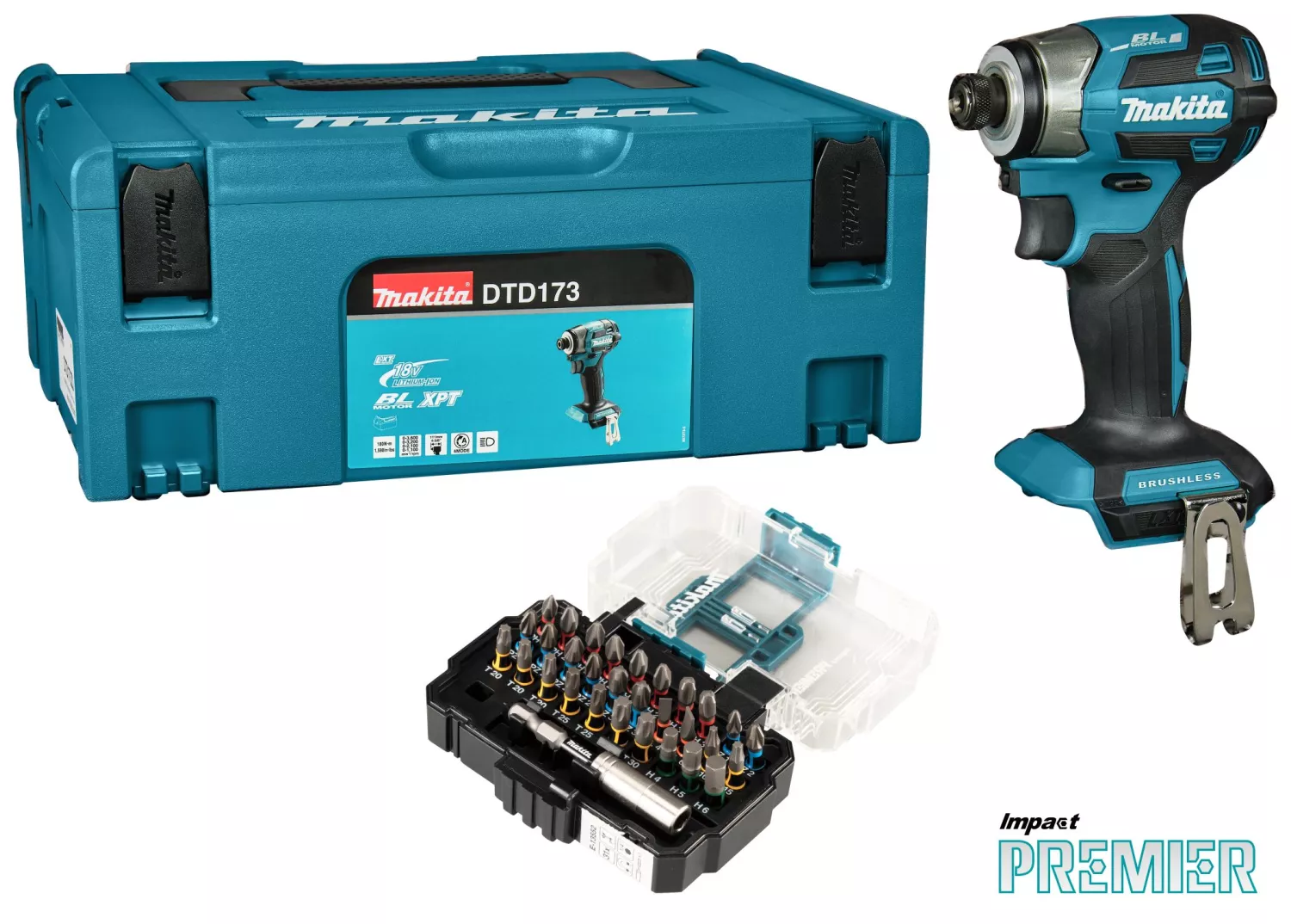 Makita DTD173ZJX1 LXT 18V Li-ion Accu Slagschroevendraaier body in Mbox incl. bitset - 180Nm-image