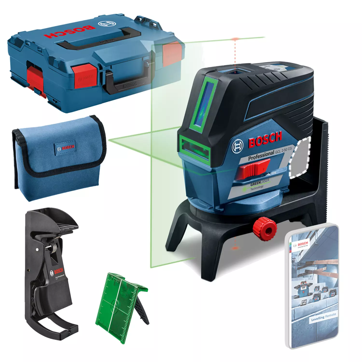 Bosch GCL 2-50 CG SOLO 12V Li-Ion accu Lijn- en puntlaser body in L-Boxx - groen - 20m-image