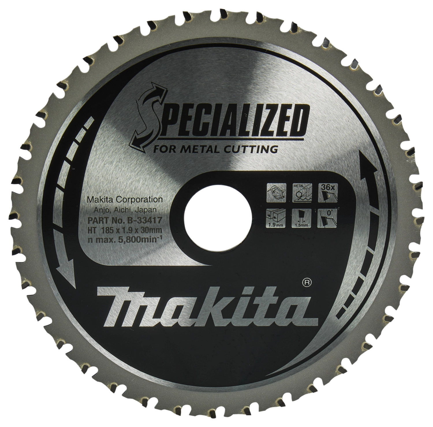 Makita B-33417 Lame de scie circulaire Acier - Spécialisée 185 x 30 x 1.9 - 36T - 0g-image