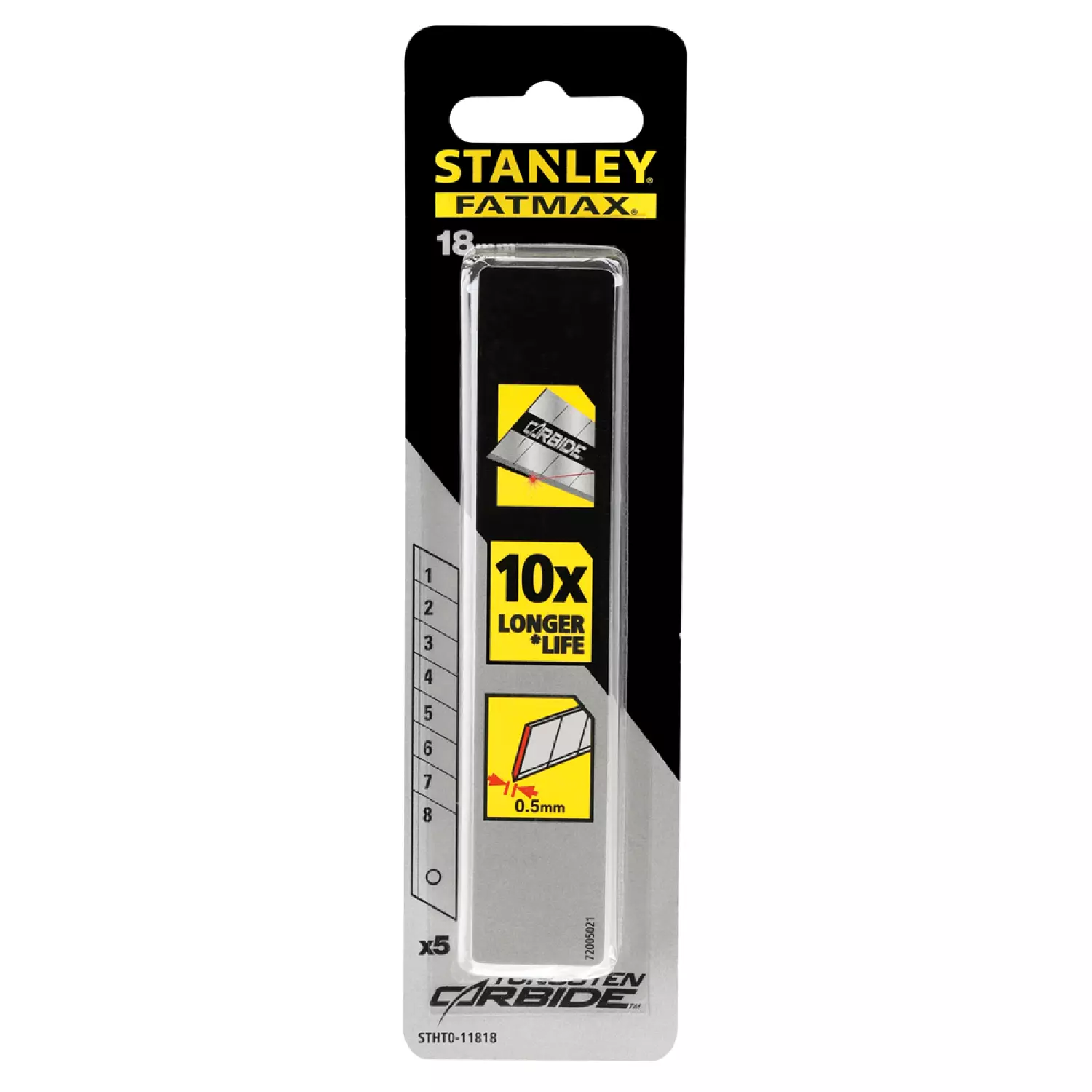 Stanley 0-11818 - 5 Lames 18mm Stanley au Carbure de Tungstène-image