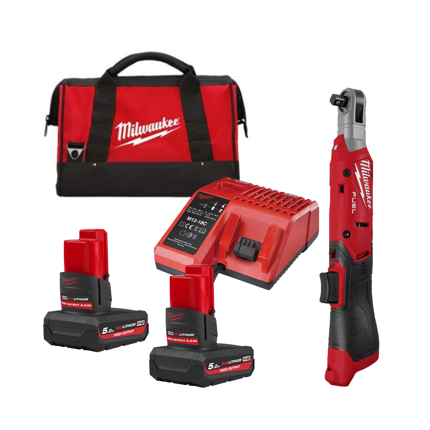 Milwaukee M12 FIR12G2-252B Kit de clé à cliquet sans fil 12 V Li-ion (2 batteries 2,5 Ah) dans un sac - 1/2''