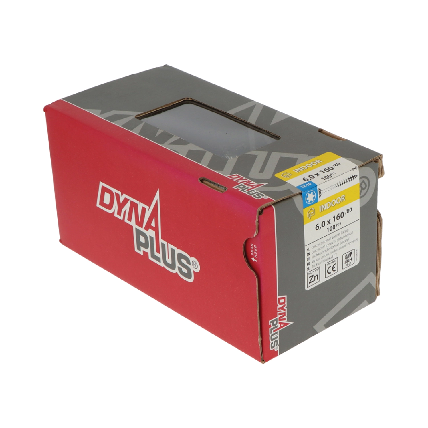 DynaPlus 0281.01.51201 Vis de construction - Tête plate - Filetage partiel - Intérieur - TX30 - 6.0 x 160/80mm (100pcs)-image