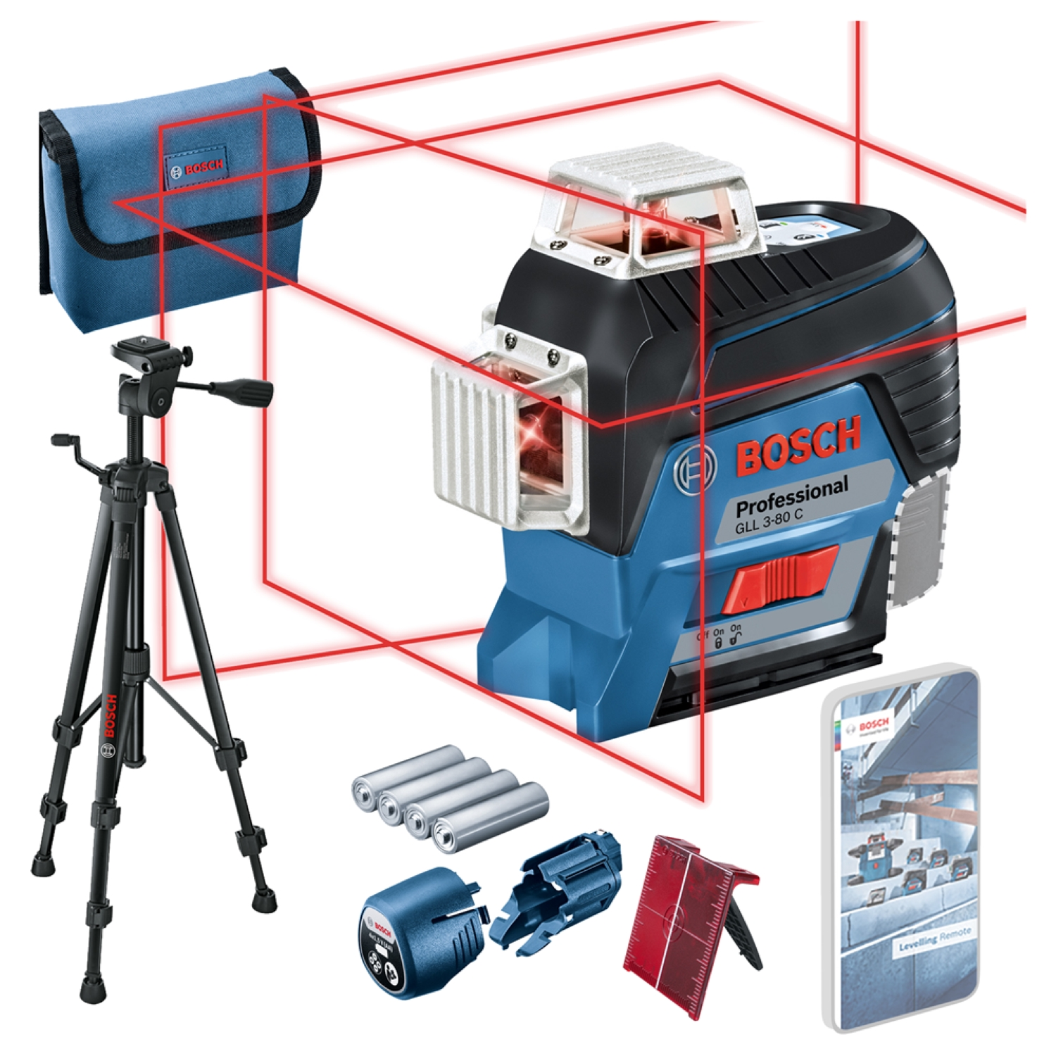 Bosch GLL 3-80 C 12V Li-Ion accu lijnlaser (4x 1,5-V-LR6 (AA)) + BT150 statief-image