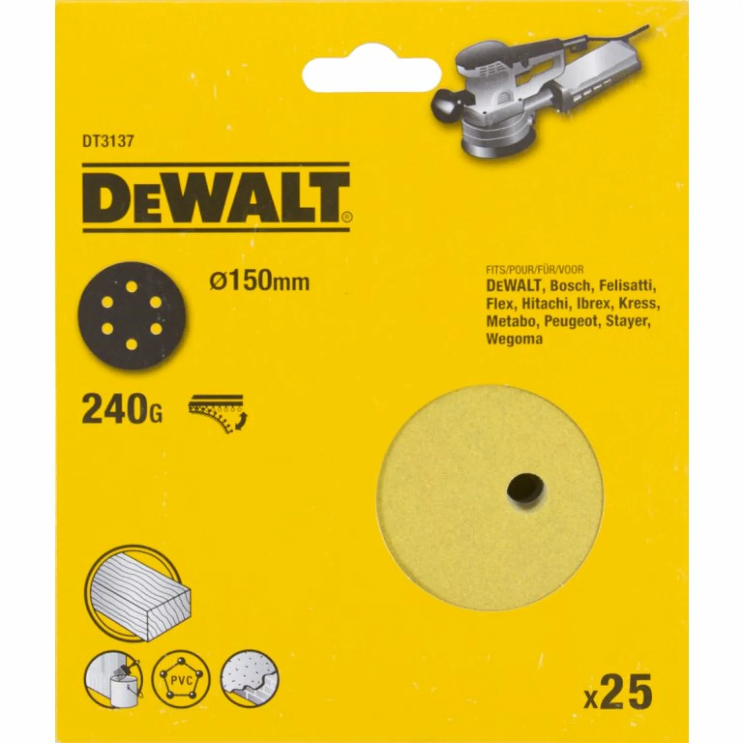 DeWALT DT3137 Schuurschijf - K240 - 150mm - 25st