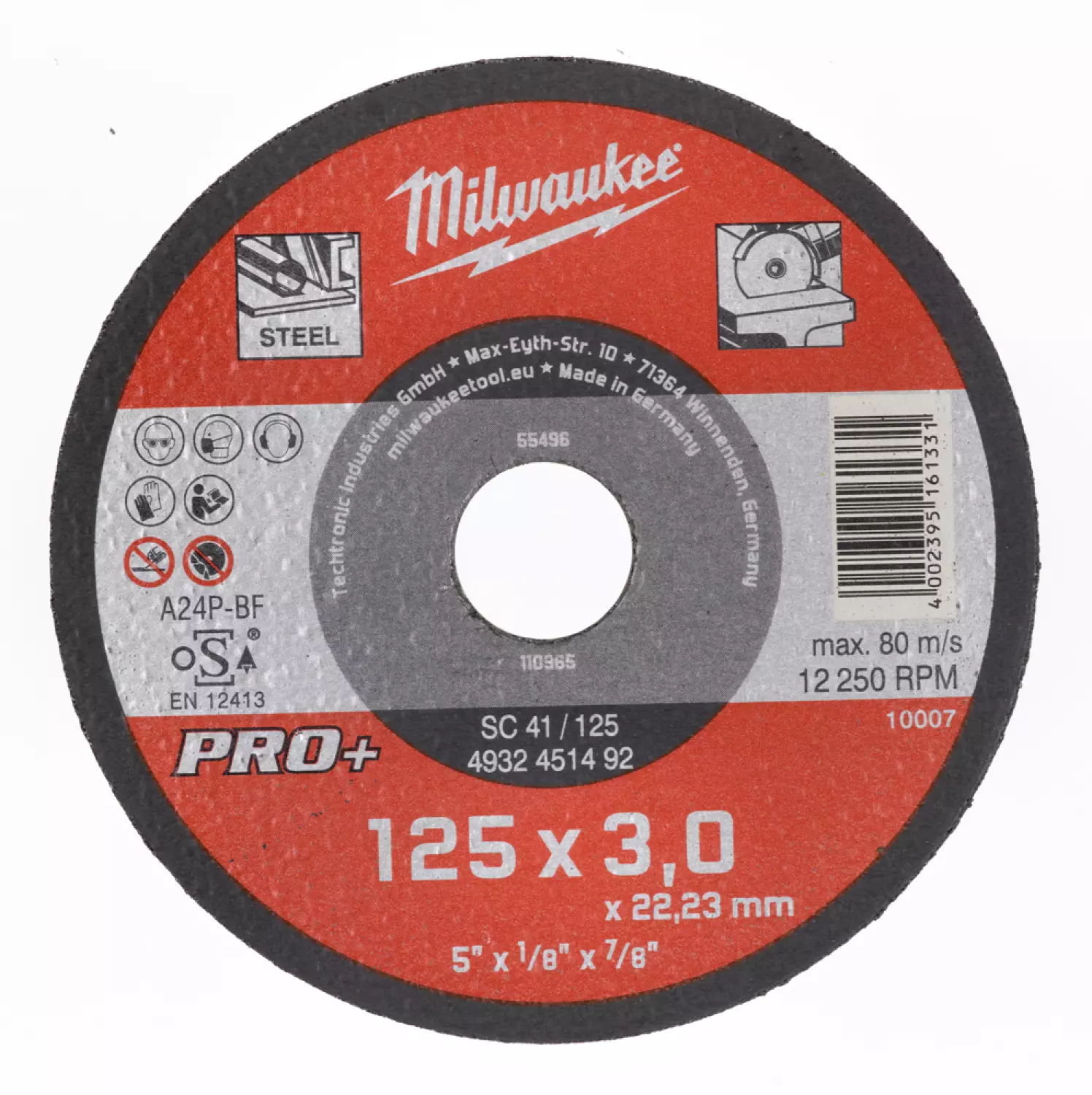 Milwaukee 4932451492 - Disque à tronçonner - pour métaux - SC41 125 x 3 mm PRO+-image