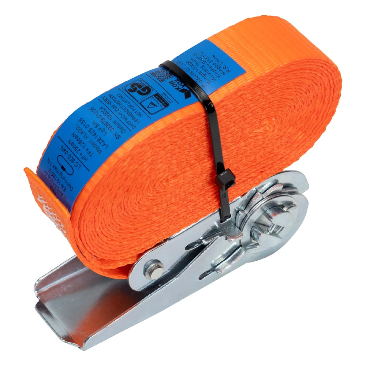 Konvox LAZE1425-0153 Sangle d'arrimage sans fin avec boucle à cliquet CD - 3m x 25mm - 800 daN - Orange-image