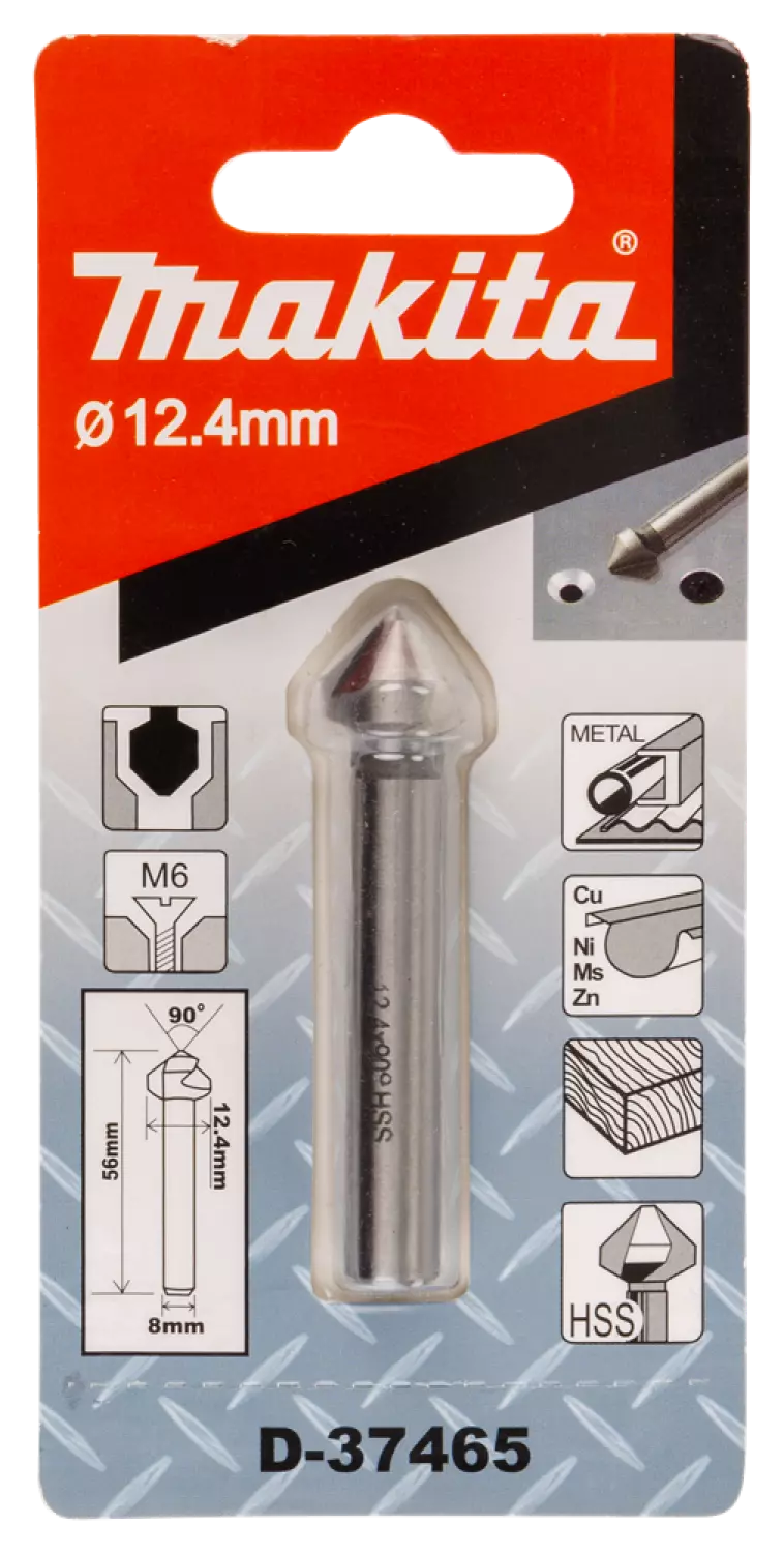 Makita D -37465 Foret à tête fraisée - 12,4 x 8 x 56 mm - M6-image