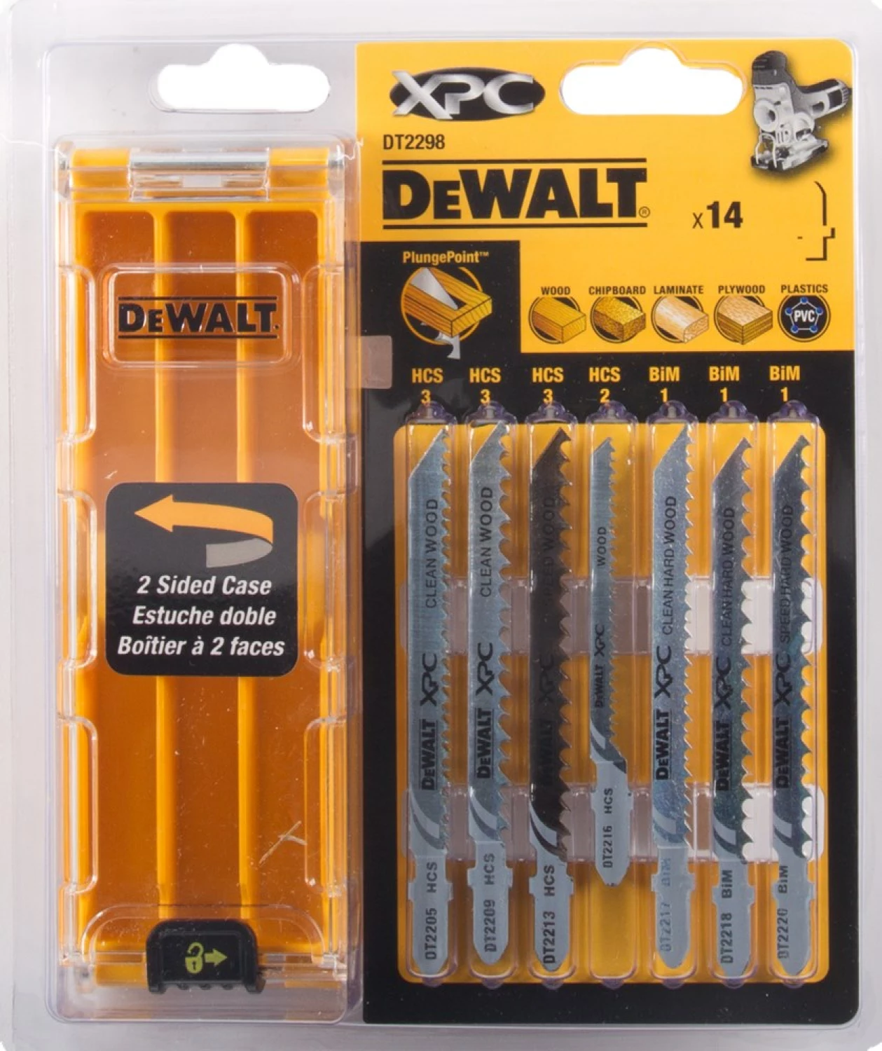 DeWALT DT2298 14 delig Decoupeerzaagblad set XPC in cassette - Hout / Kunststof / Laminaat-image