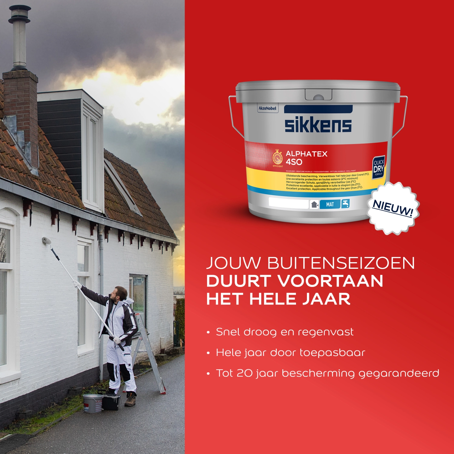 Sikkens Alphatex 4SO Mat peinture murale extérieure - Sur les couleurs mélangées -- 2,5L-image