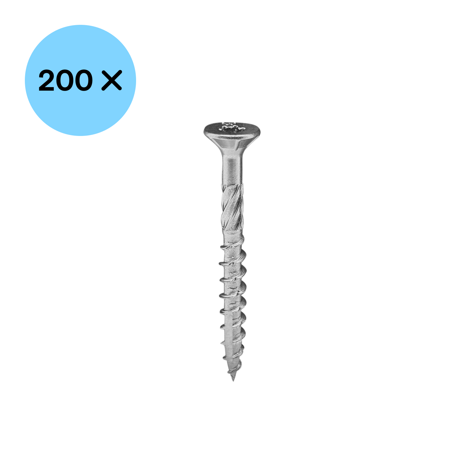 Woodies 61850441 Ultimate Spaanplaatschroef RVS - TX25 - 5.0 x 60mm - Verzonken kop - Deeldraad - Verzinkt (200st)-image