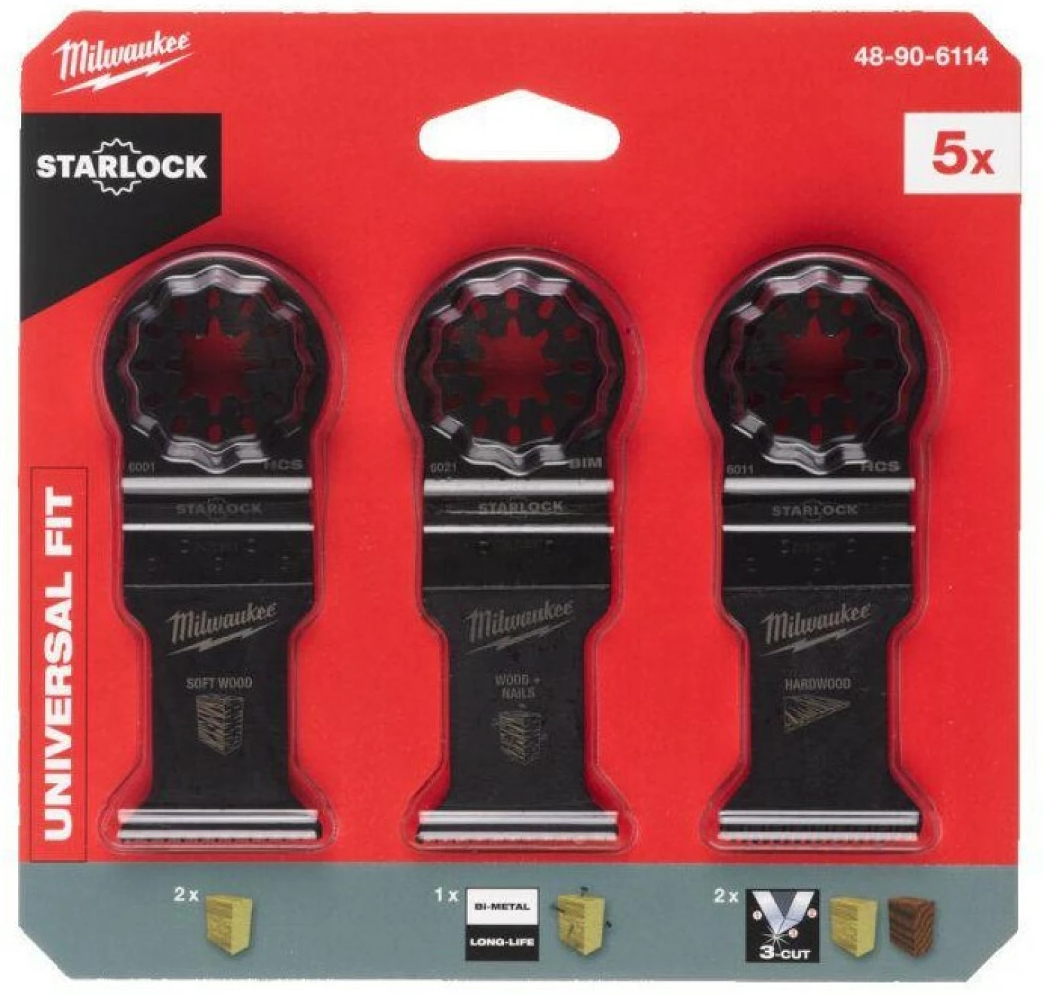 Milwaukee 48906114 Multitool Starlock set de lames pour le bois (5 pièces)-image