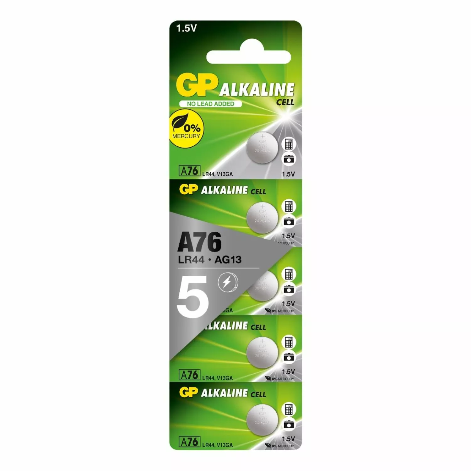 GP Alkaline Knoopcel 1,5V 5 stuks - 76A - 05076AC5-image