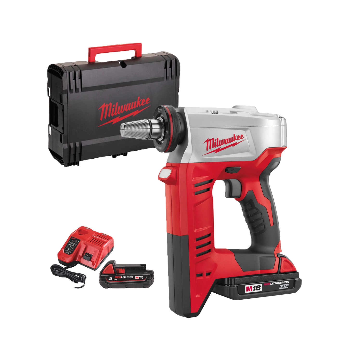 Milwaukee HD18 PXP-H06202C 18V Li-ion accu expansiemachine set (2x 2.0Ah accu) in koffer-image