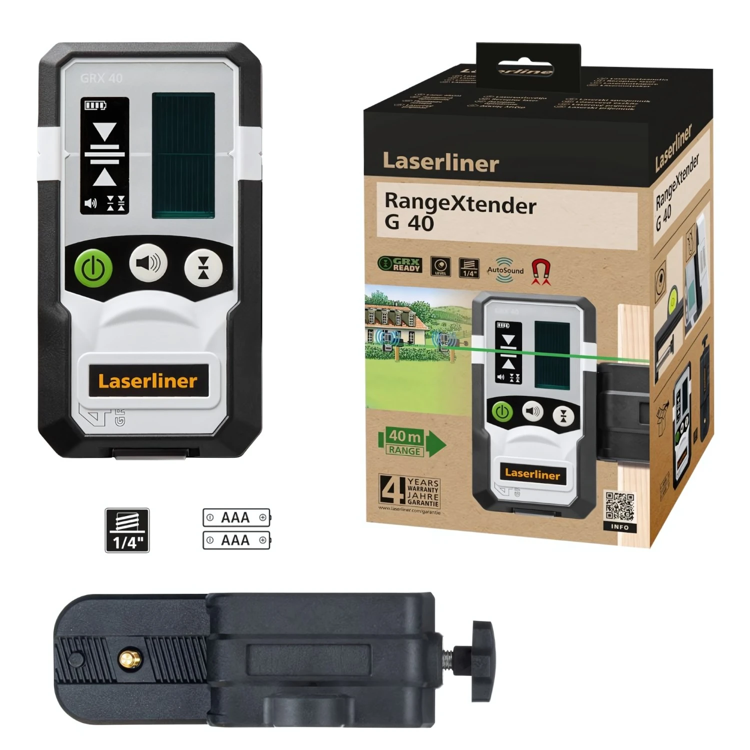 Laserliner RangeXtender G40 Récepteur laser - Vert - 40 m