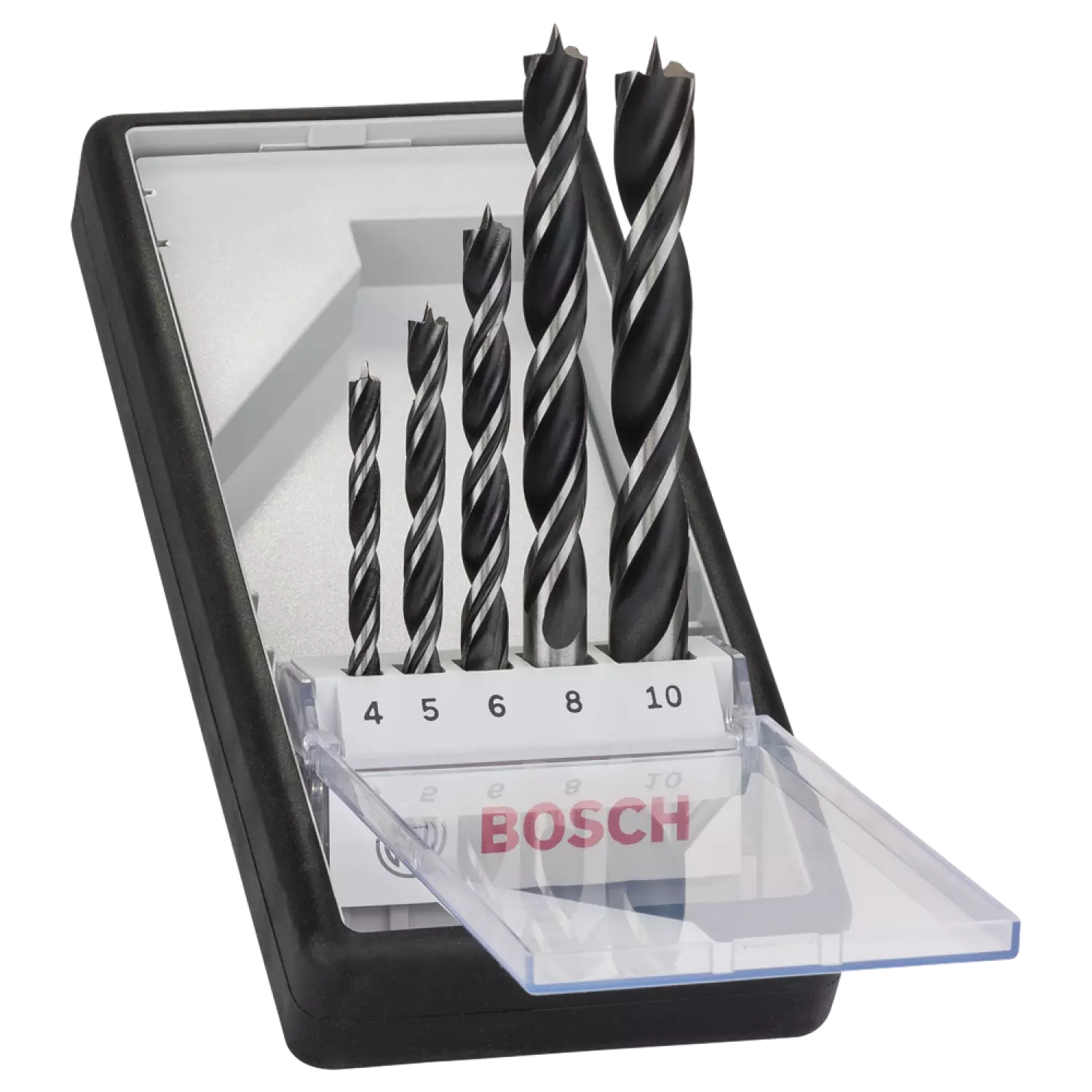 Bosch 2607010527 - Set 5 pièces mèche hélicoïdal à bois Robust Line, 4; 5; 6; 8; 10 mm-image