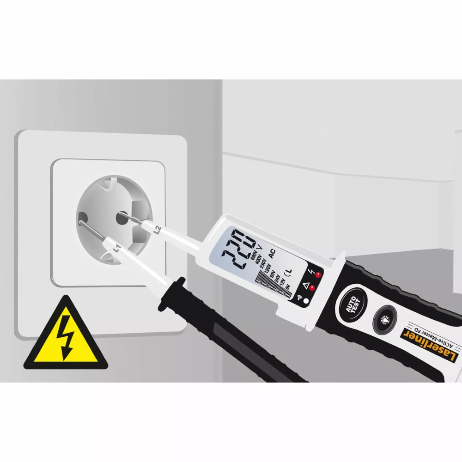 Laserliner AC-tiveMaster Digital Spanningstester met LCD scherm - AC/DC 6-690V-image