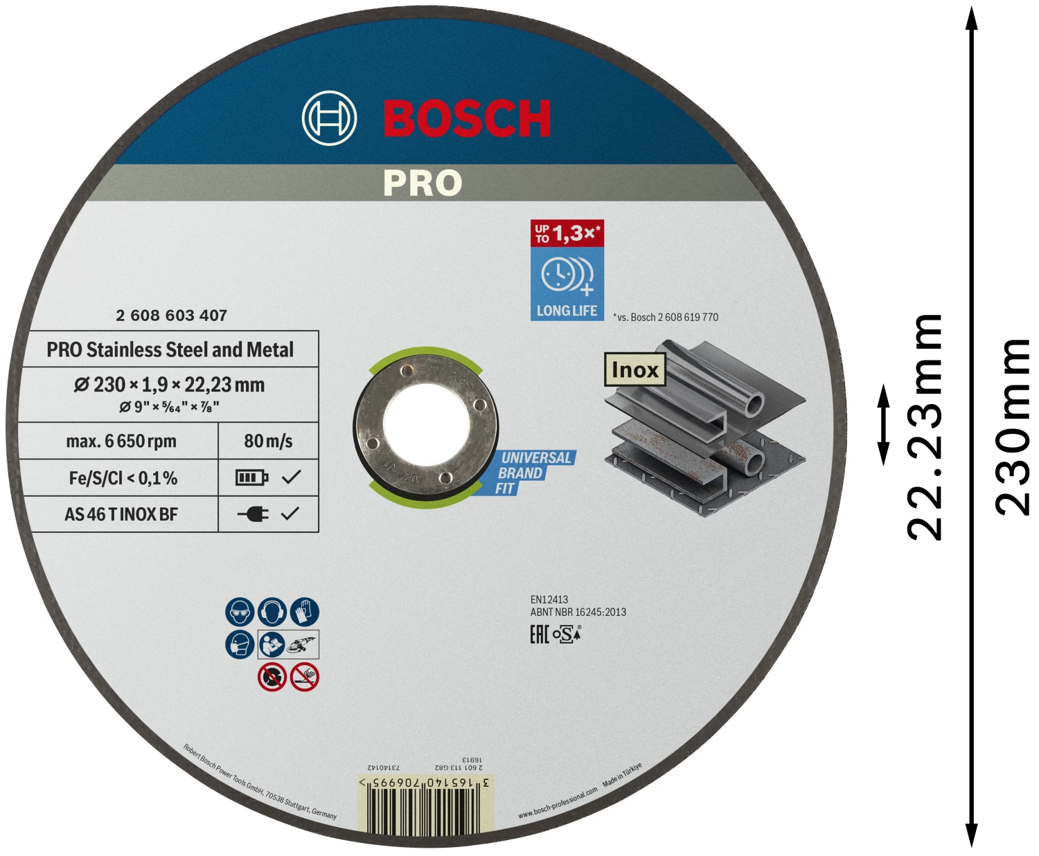Bosch 2608603407 - Disque à tronçonner à moyeu plat, Expert for Inox Rapido AS 46 T Inox, 230 x 1,9 mm-image