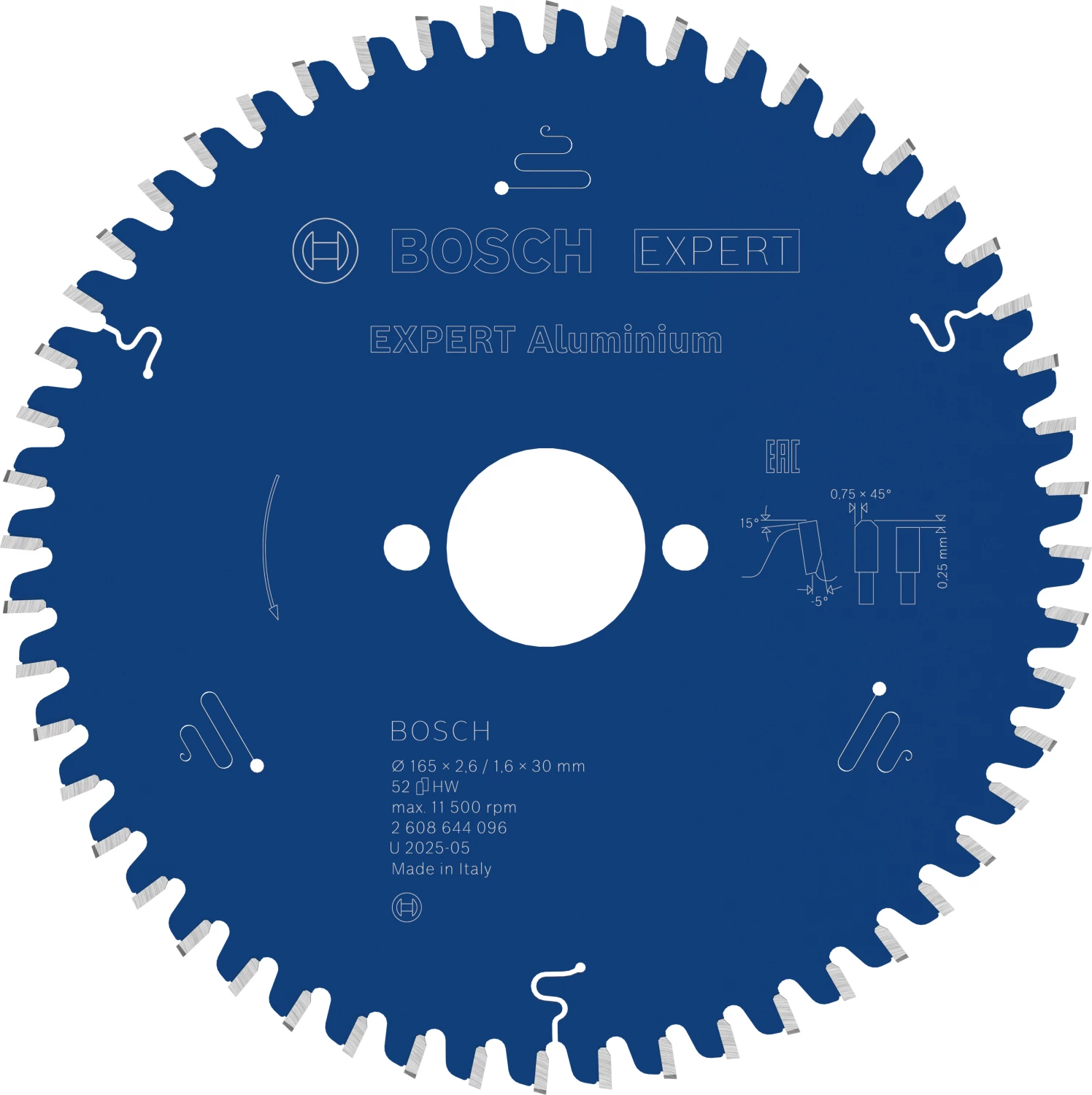 Bosch 2608644096 EXPERT cirkelzaagblad - 165 x 30 x 52T - aluminium-image