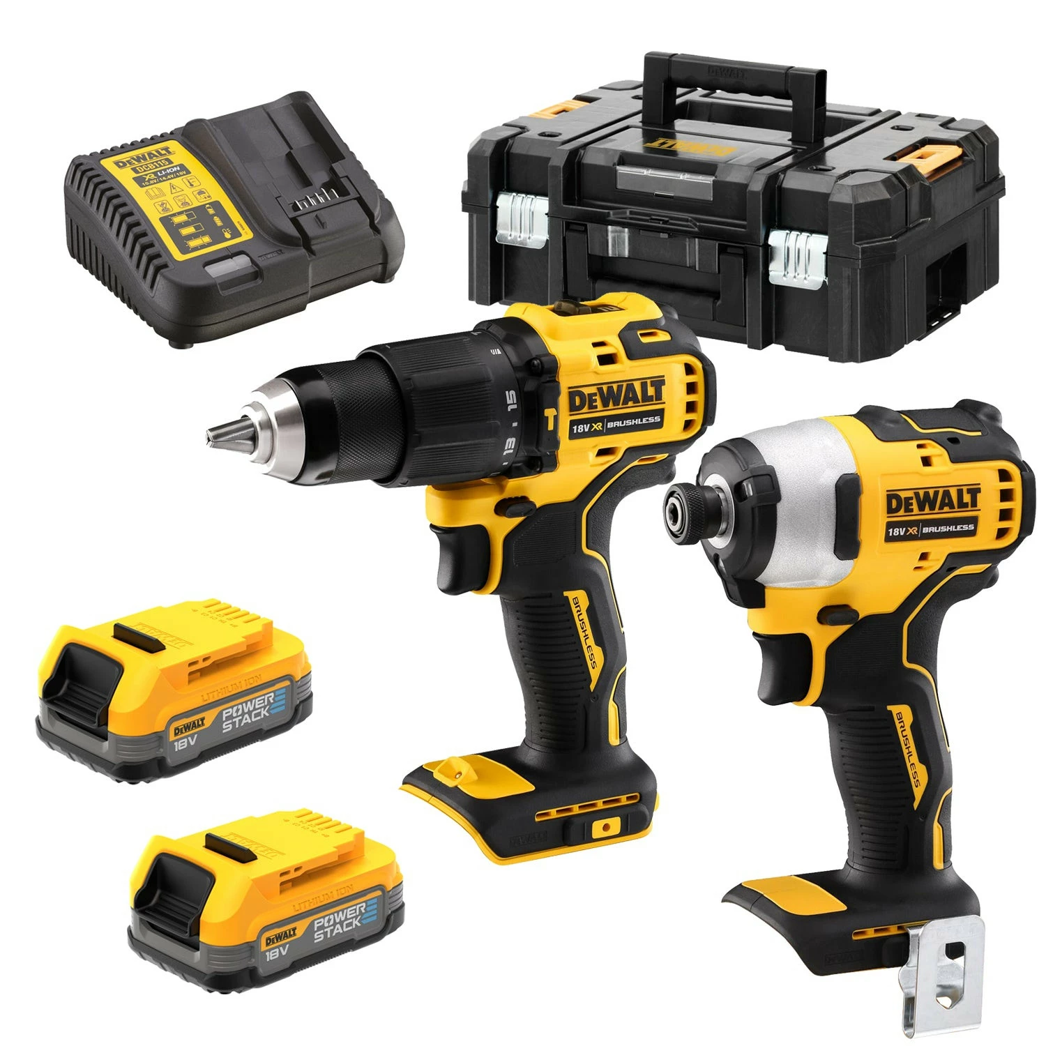 DeWALT DCK2062E2T 18V Li-ion XR accu klopboor-/-schroefmachine (DCD709) & accu slagschroevendraaier (DCF809) combiset (2x POWERSTACK accu) in TSTAK - koolborstelloos-image
