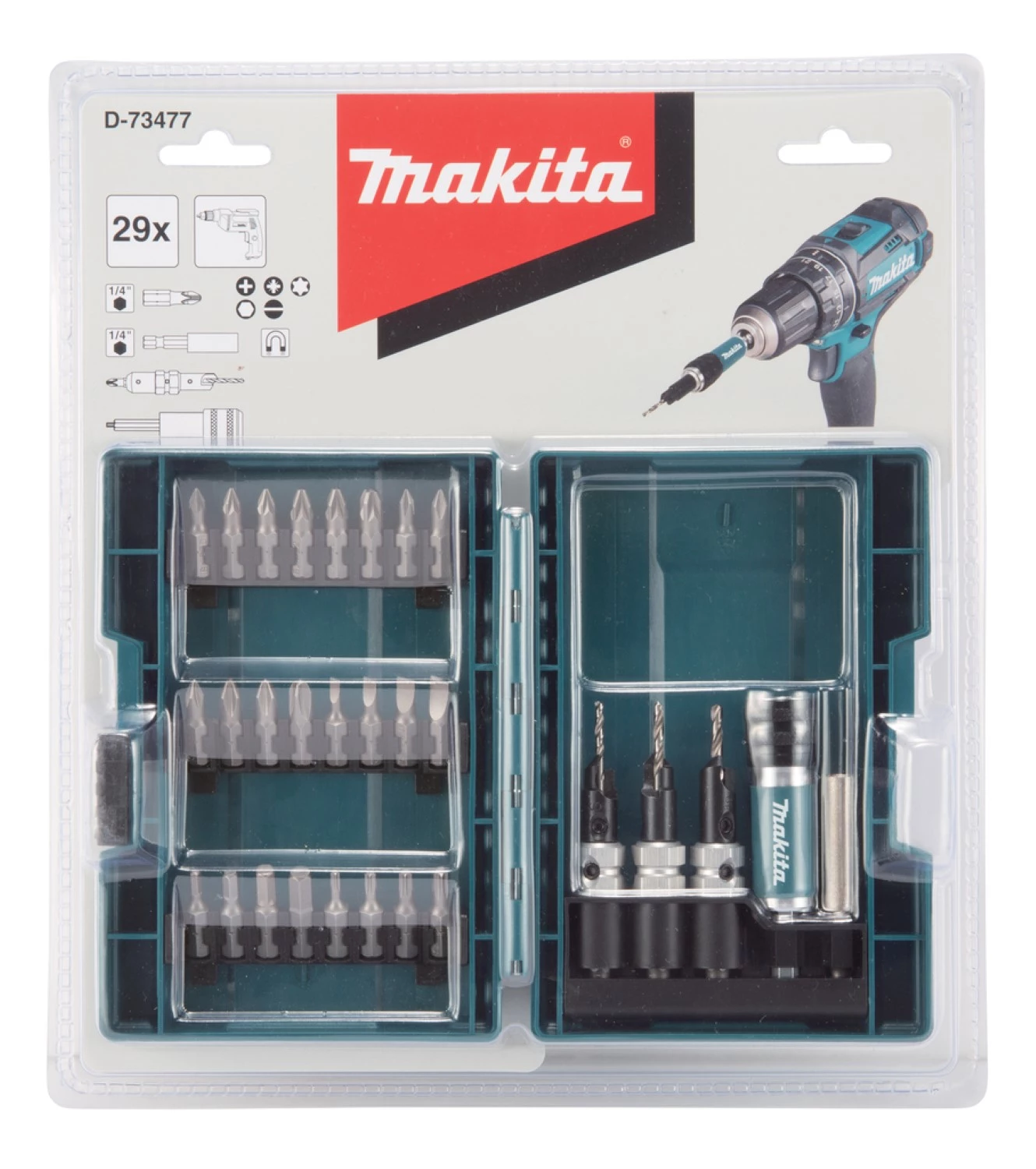 Makita D-73477 29-delige boor-/schroefbitset met Quad Driver-image