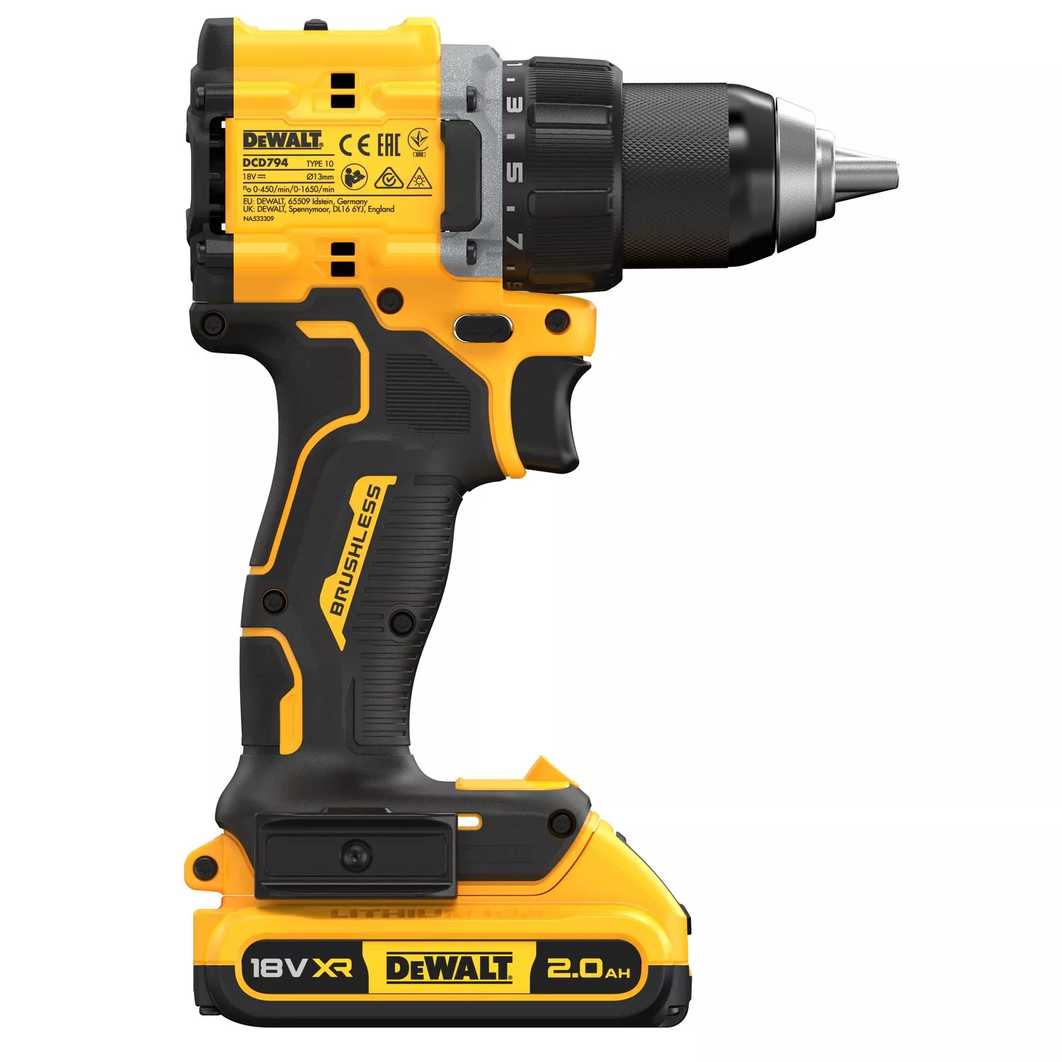 DeWALT DCD794D2T-QW Kit perceuse-visseuse sans fil Li-ion 18 V (2 batteries de 2,0 Ah) dans un coffret TSTAK-image