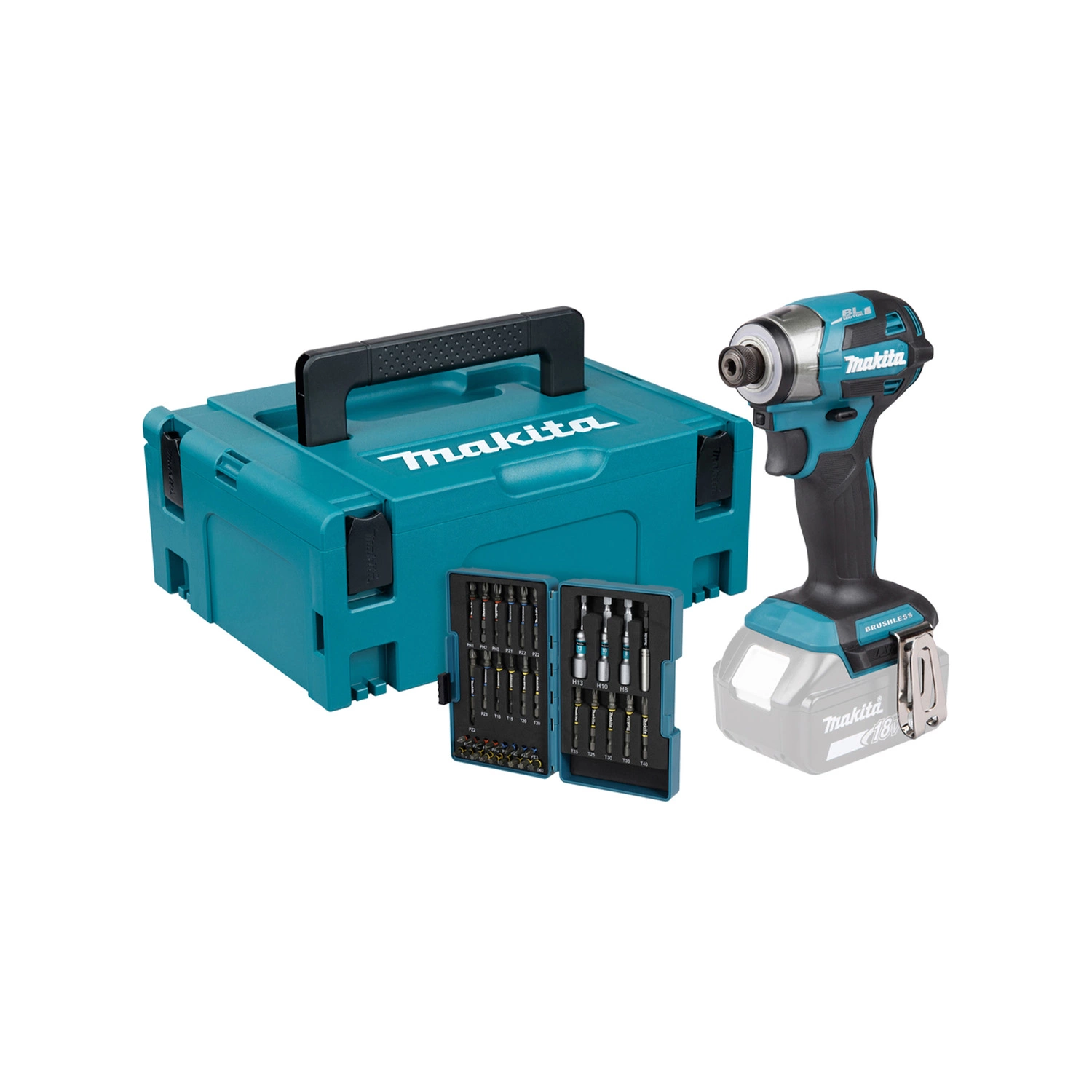 Makita DTD173ZJX2 LXT 18V Li-ion Accu Slagschroevendraaier body in Mbox incl. bitset - 1/4" - 180Nm