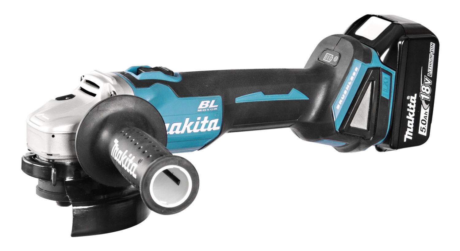 Makita DGA506RTJ 18V Li-Ion Accu haakse slijper set (2x 5.0Ah accu) in Mbox - 125mm - koolborstelloos - softstart-image