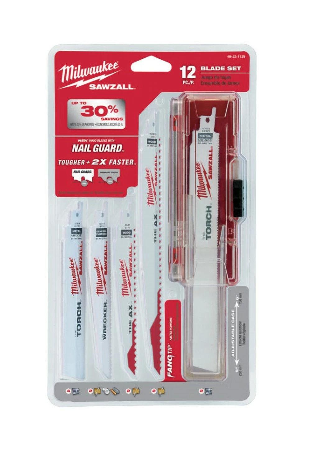 Milwaukee 49222229 Set lames de scie sabre démolition (12 pièces)-image