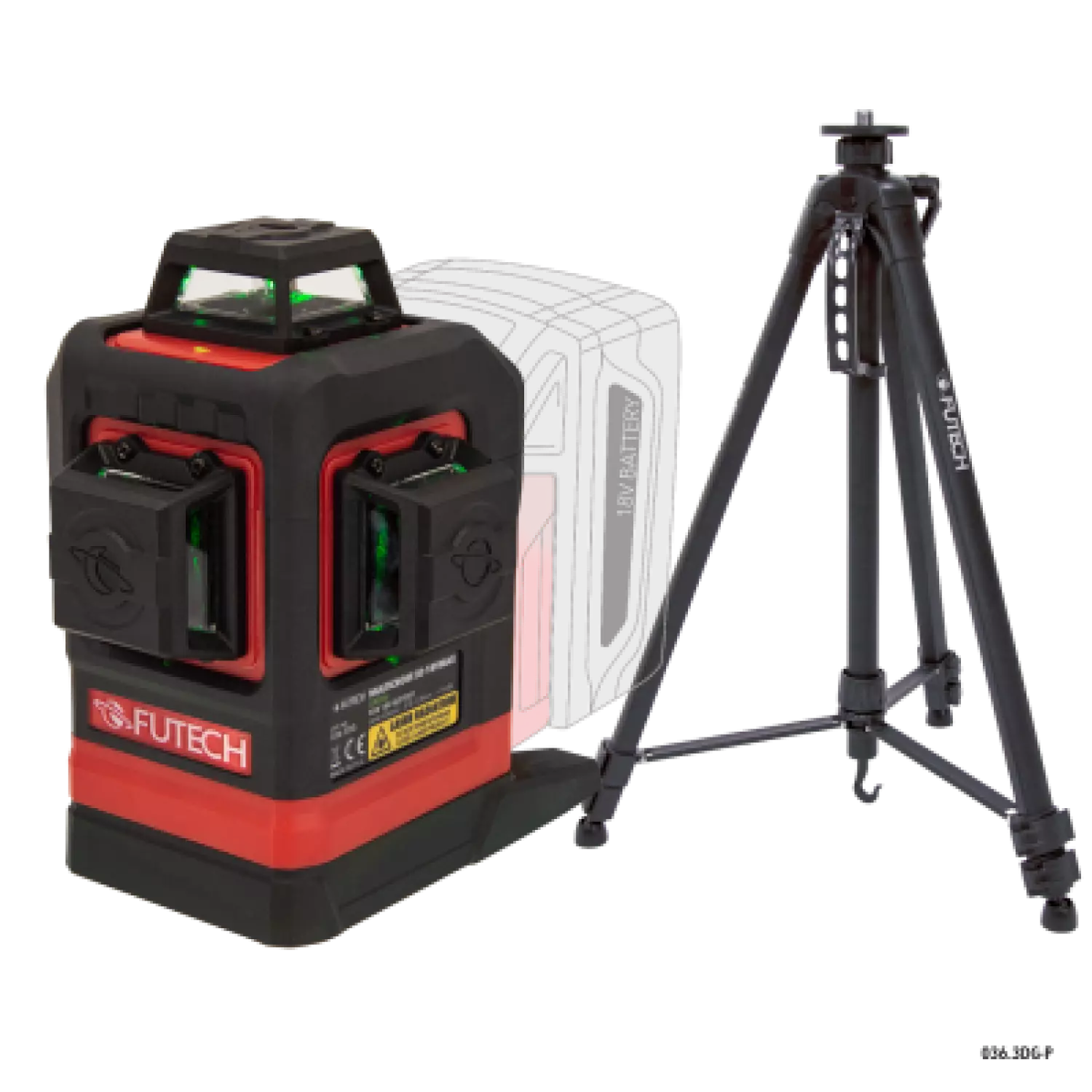 Futech Multicross 3D 18VMAX kruislijnlaser set incl. statief - groen - 70m - 3 lijnen-image