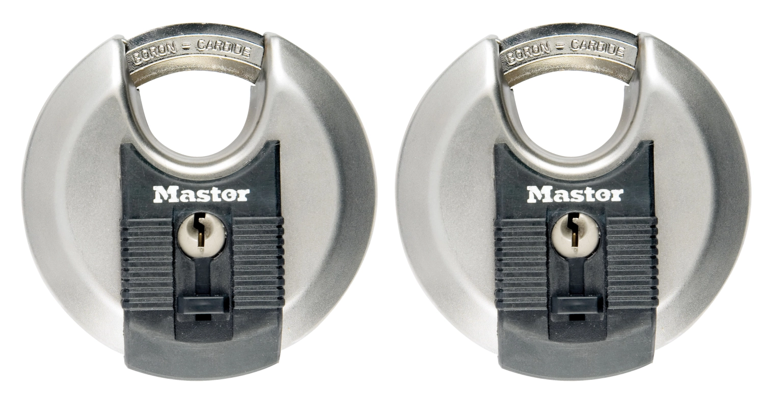 Master Lock M40EURT - Cadenas Rond - A Clé - Acier Inoxydable - Extérieur - Lot de 2-image