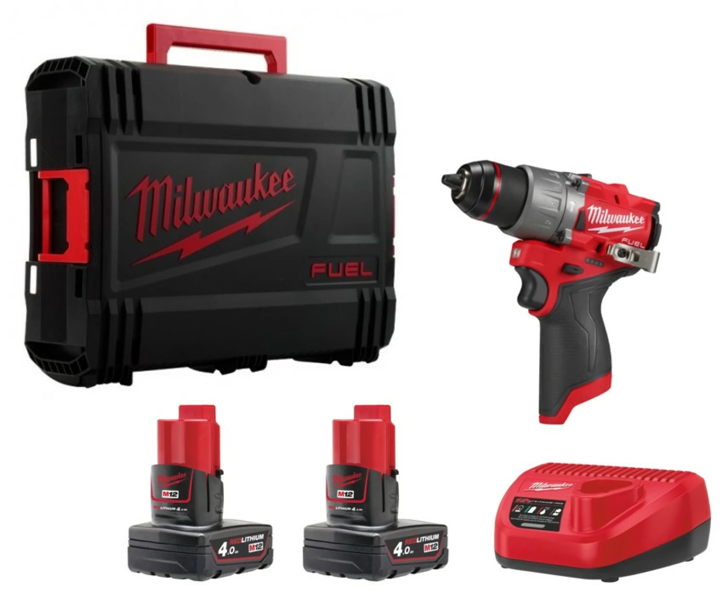 Milwaukee M12 FPD2-402X 12V Li-Ion accu subcompacte slagsboormachine set (2x 4.0Ah accu) in HD Box - 45 Nm-image