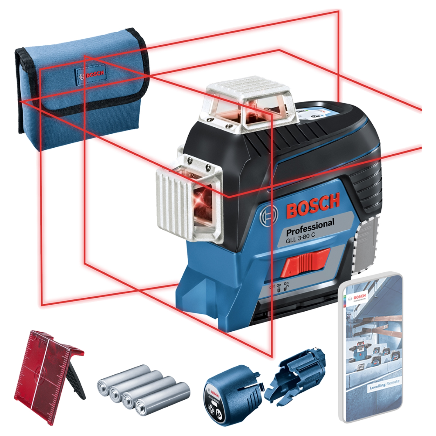 Bosch GLL 3-80 C 12V Li-Ion accu Lijnlaser (4x 1,5-V-LR6 (AA))-image