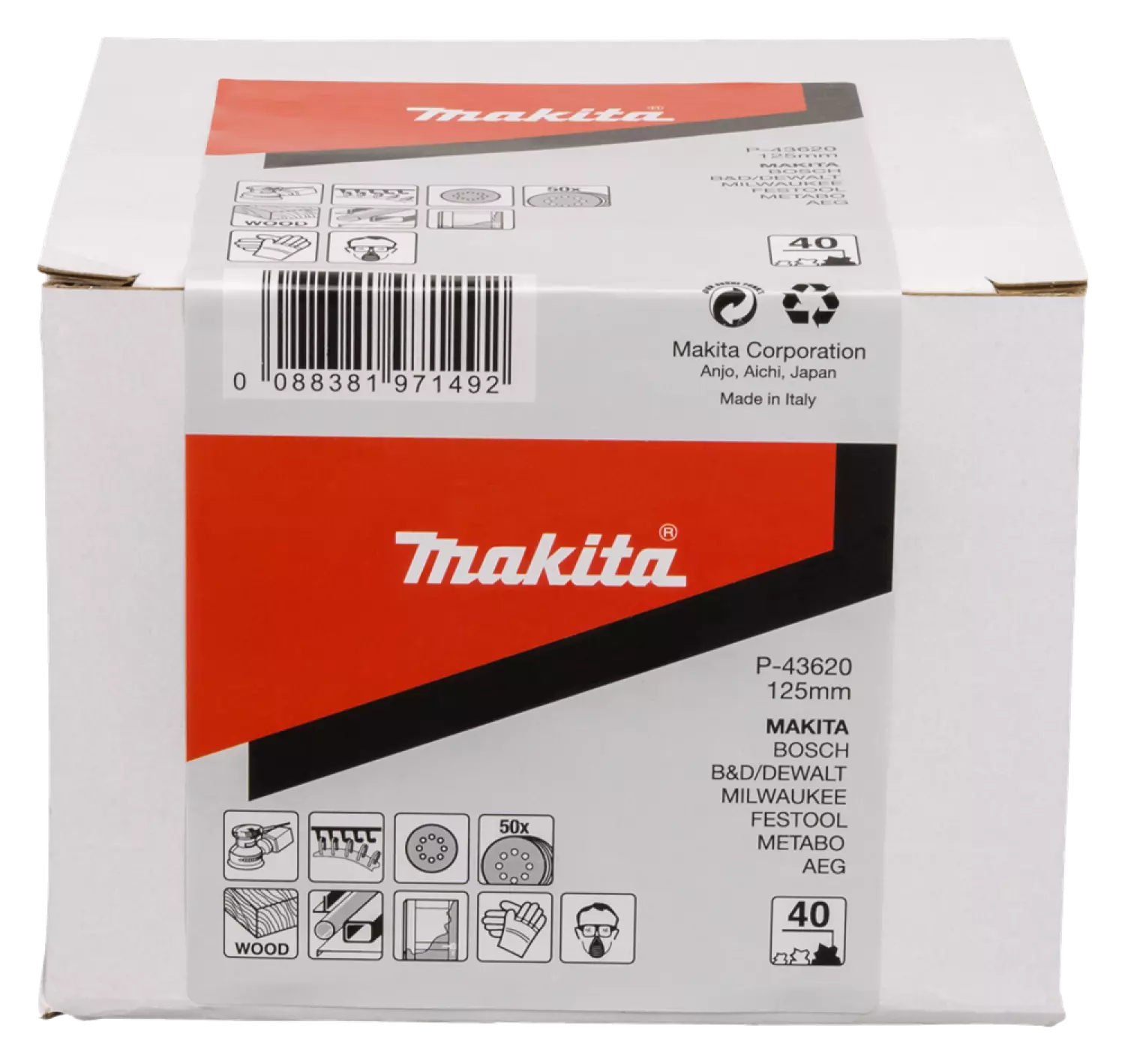 Makita P-43620 Schuurschijven - 125 x K40 - Hout (50st)-image