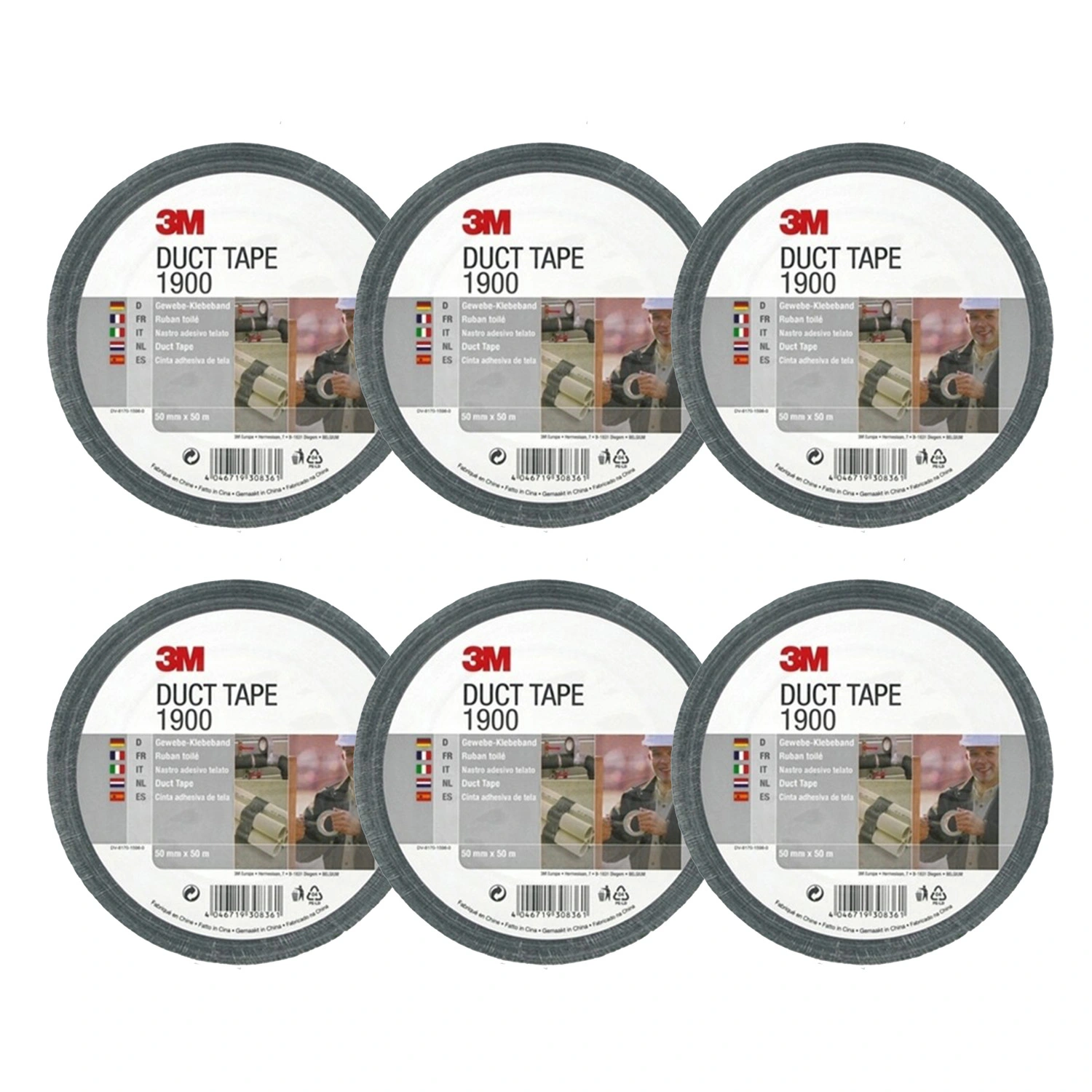 3M 190050B Ruban adhésif Economy noir - 50 mm x 50 m (6 rouleaux)